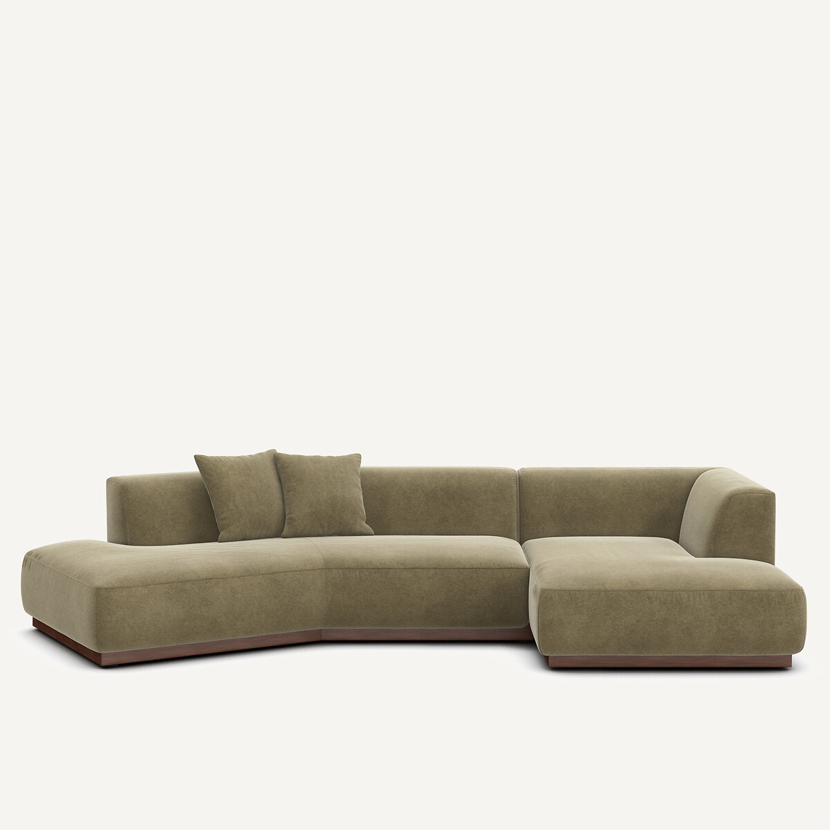 Γωνιακός καναπές δεξιός ανοιχτός από λινό βελούδο Μ152xΠ323xΥ67cm