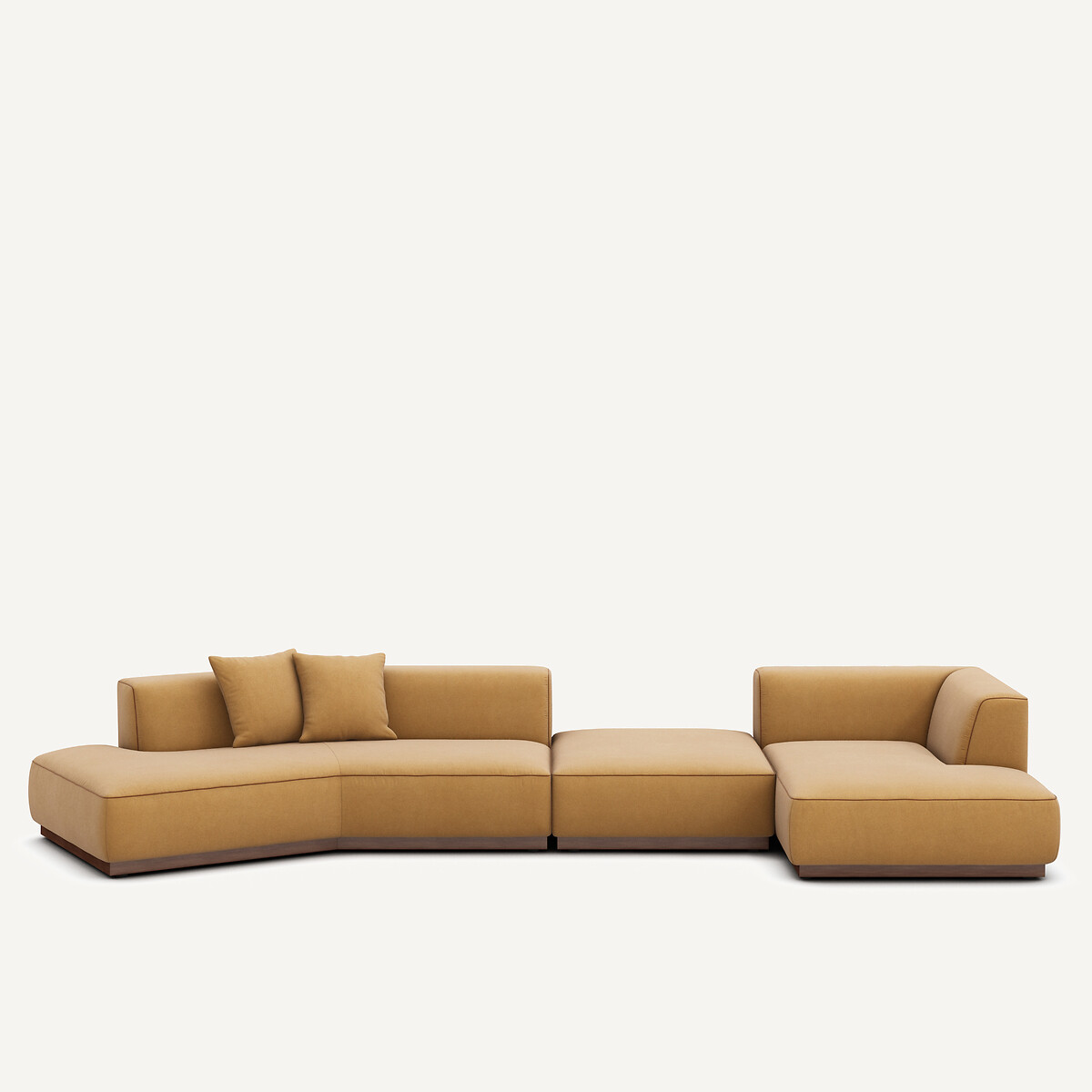 Γωνιακός καναπές δεξιός ανοιχτός από λινό βελούδο Μ152xΠ416xΥ67cm