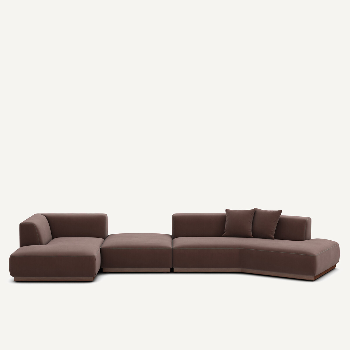 Γωνιακός καναπές αριστερός από λινό βελούδο Μ152xΠ416xΥ67cm