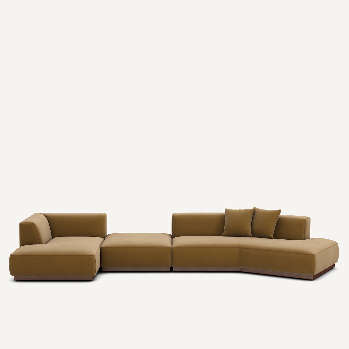 Γωνιακός καναπές αριστερός από λινό βελούδο Μ152xΠ416xΥ67cm