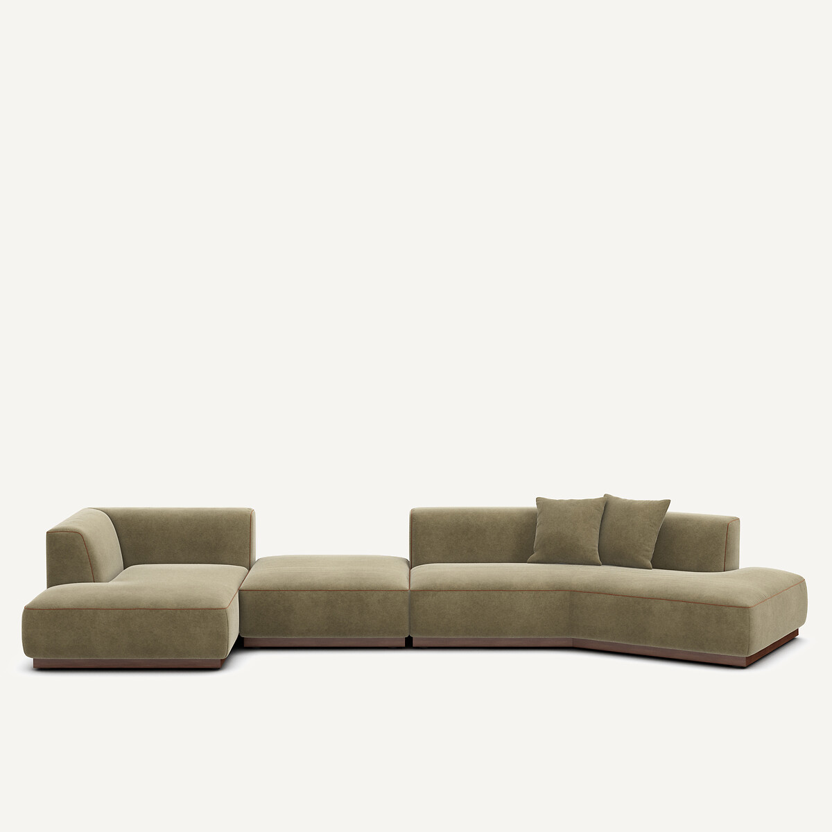 Γωνιακός καναπές αριστερός από λινό βελούδο Μ152xΠ416xΥ67cm