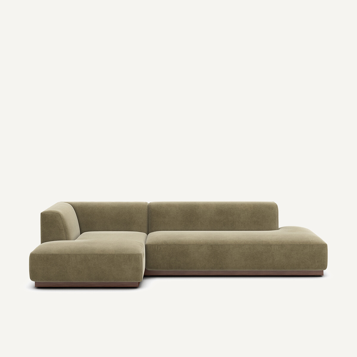 Γωνιακός καναπές XL αριστερός από λινό βελούδο Μ152xΠ282xΥ67cm