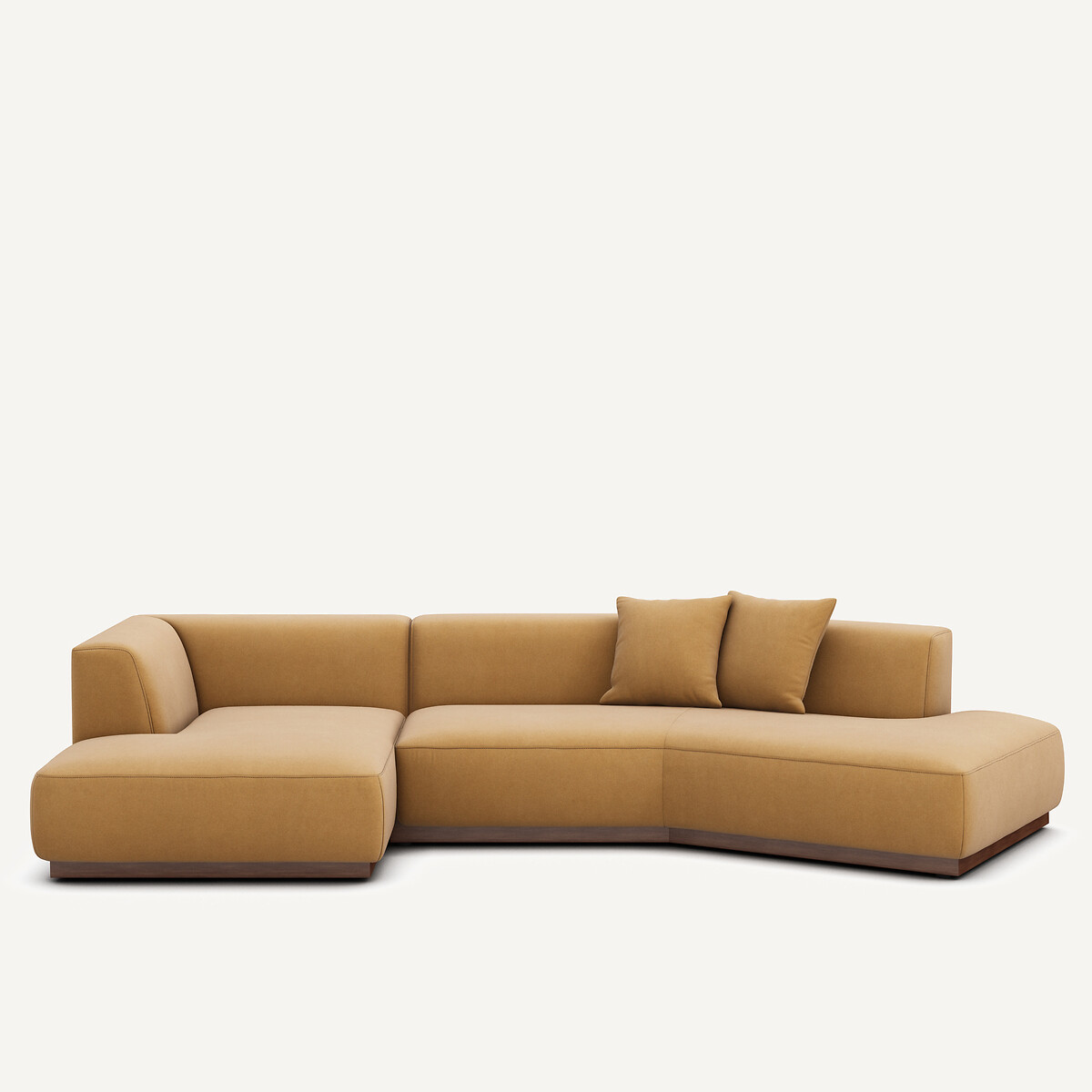 Γωνιακός καναπές αριστερός από λινό βελούδο Μ152xΠ323xΥ67cm