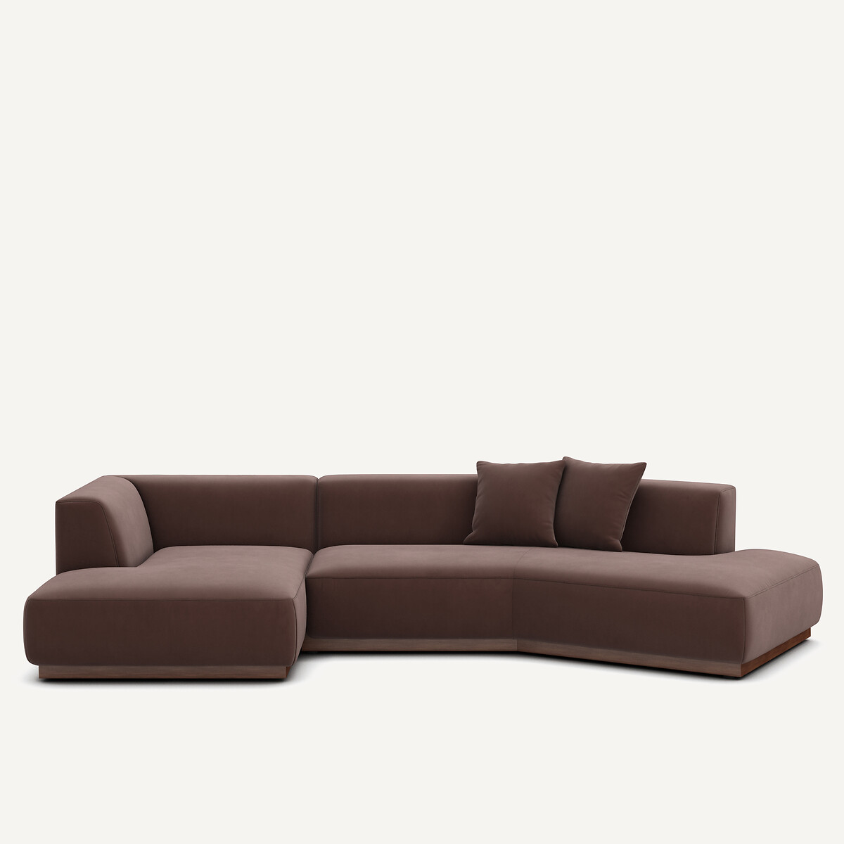 Γωνιακός καναπές αριστερός από λινό βελούδο Μ152xΠ323xΥ67cm