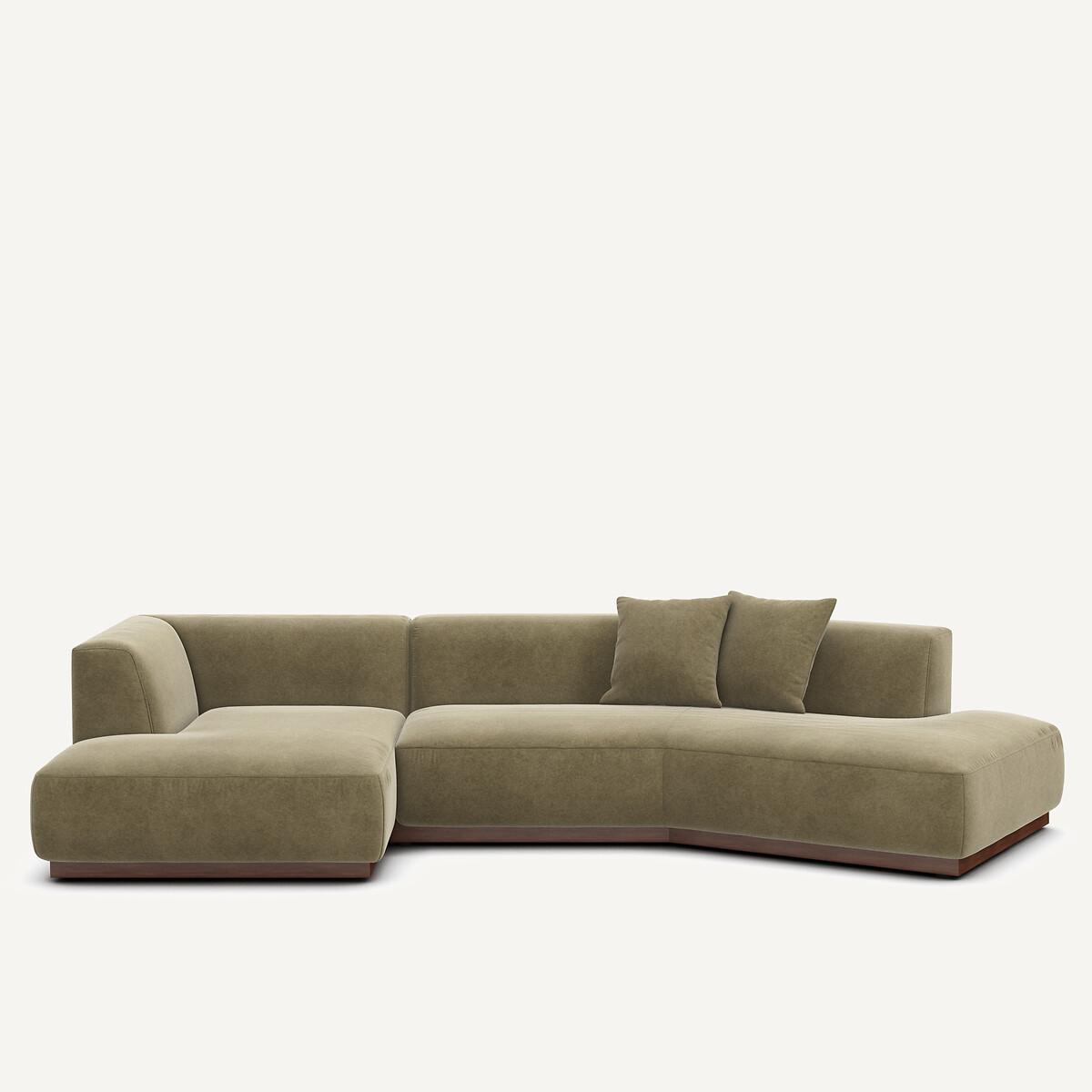 Γωνιακός καναπές αριστερός από λινό βελούδο Μ152xΠ323xΥ67cm