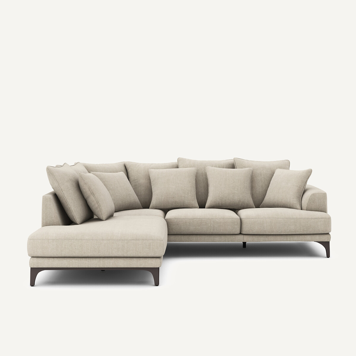 Γωνιακός καναπές από βαμβάκι και λινό Μ222xΠ258xΥ84cm