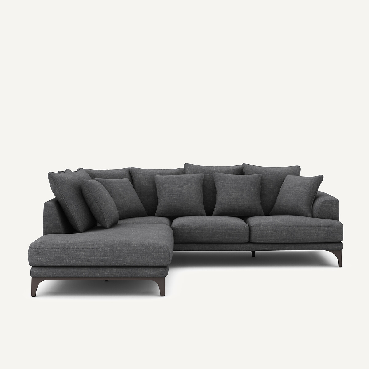 Γωνιακός καναπές από βαμβάκι και λινό Μ222xΠ258xΥ84cm