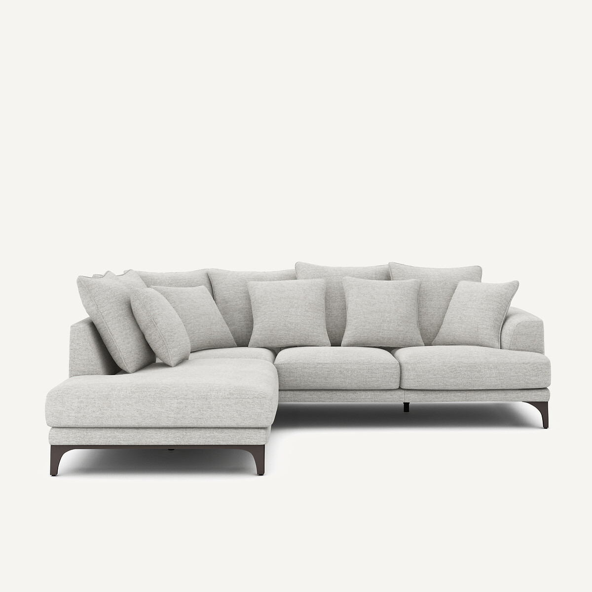 Γωνιακός καναπές από ύφασμα μελανζέ Μ222xΠ258xΥ84cm