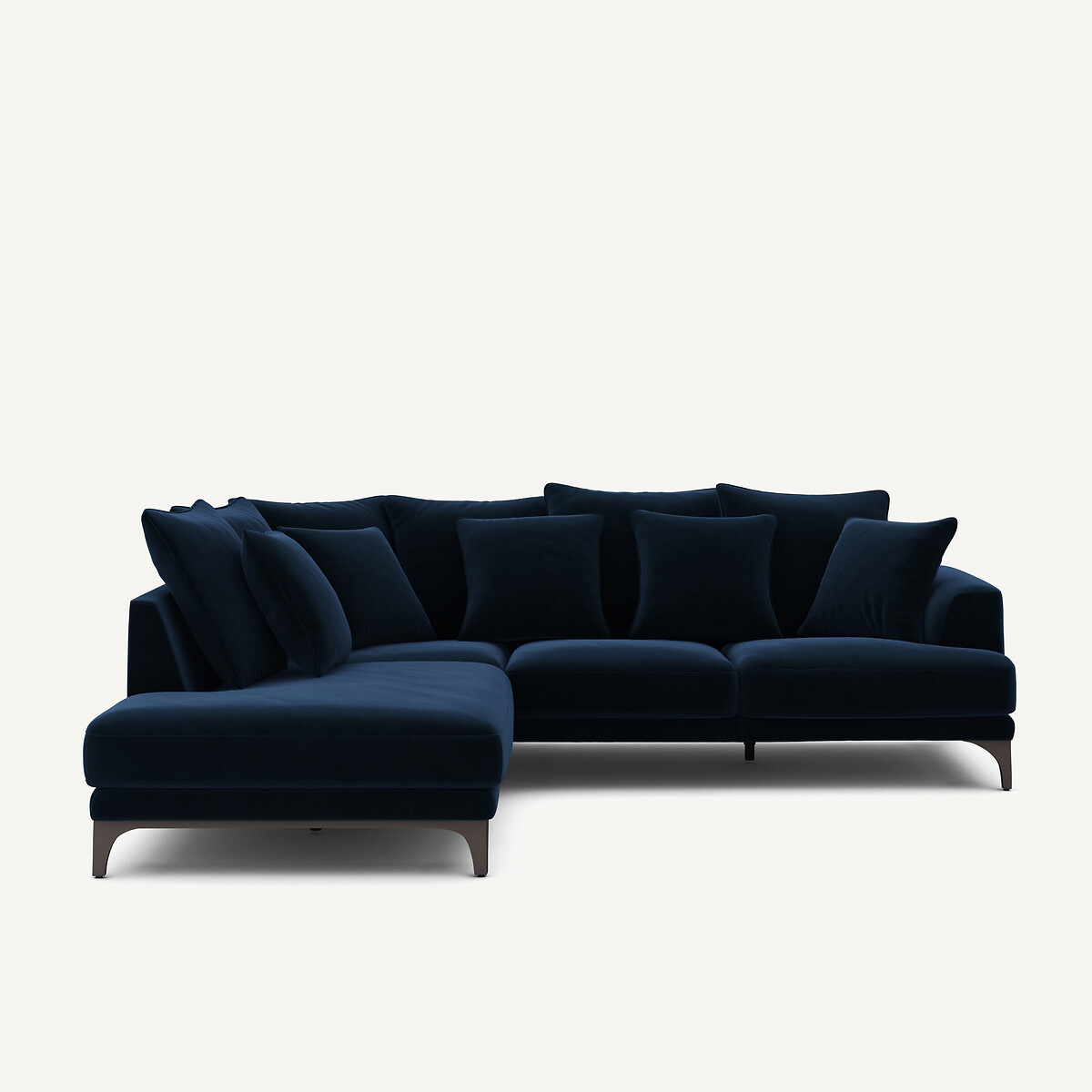 Γωνιακός καναπές από βελούδο Μ222xΠ258xΥ84cm