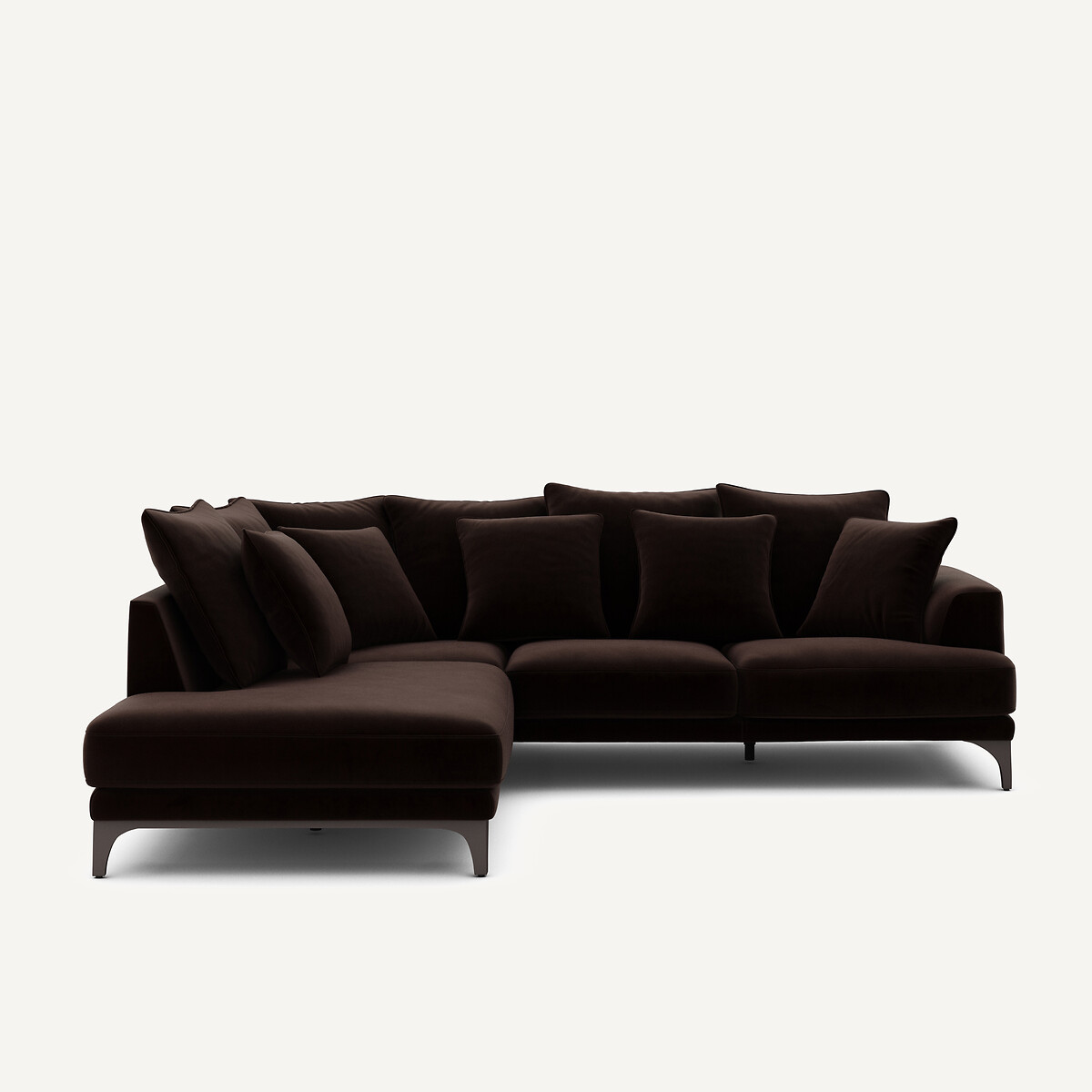 Γωνιακός καναπές από βελούδο Μ222xΠ258xΥ84cm