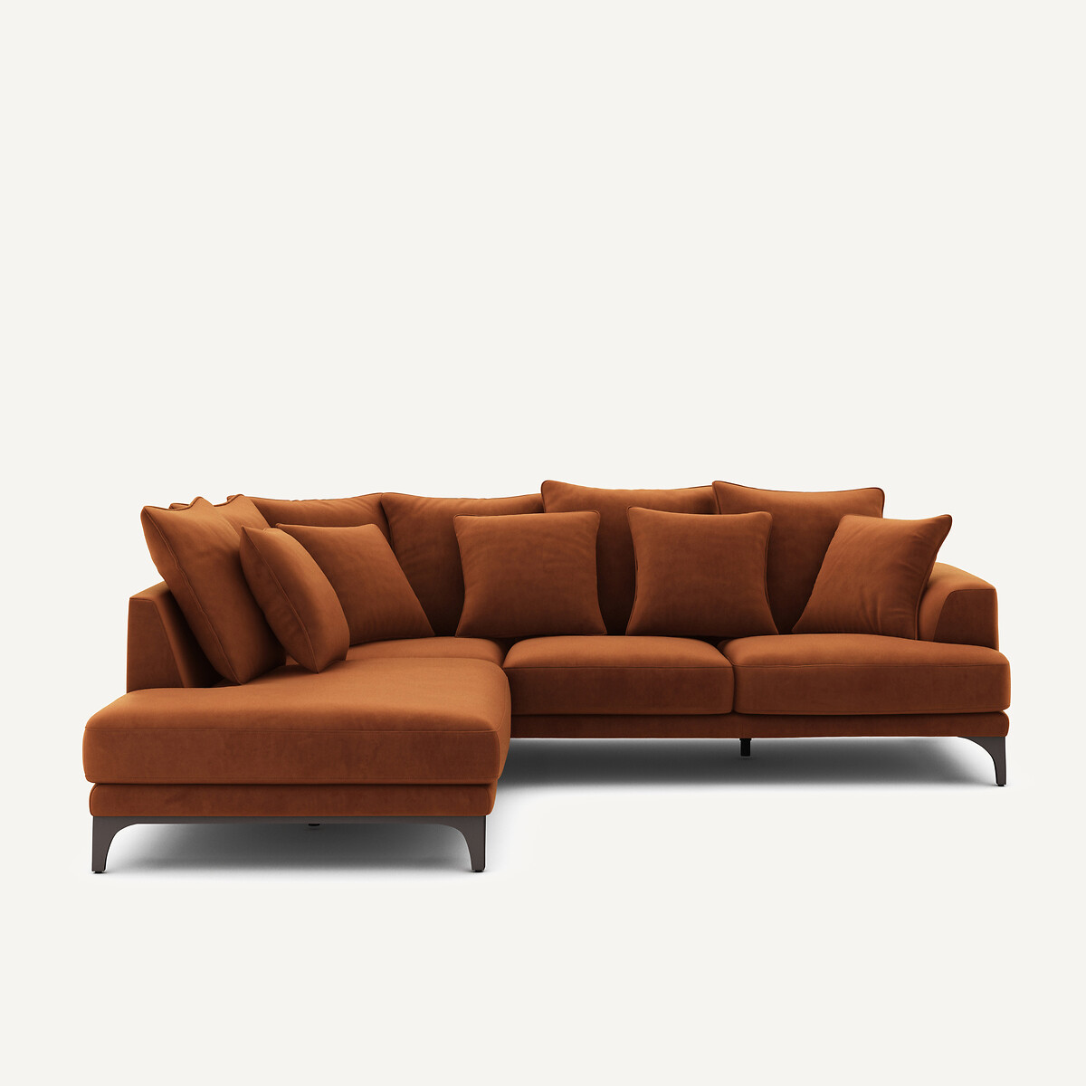 Γωνιακός καναπές από βελούδο Μ222xΠ258xΥ84cm