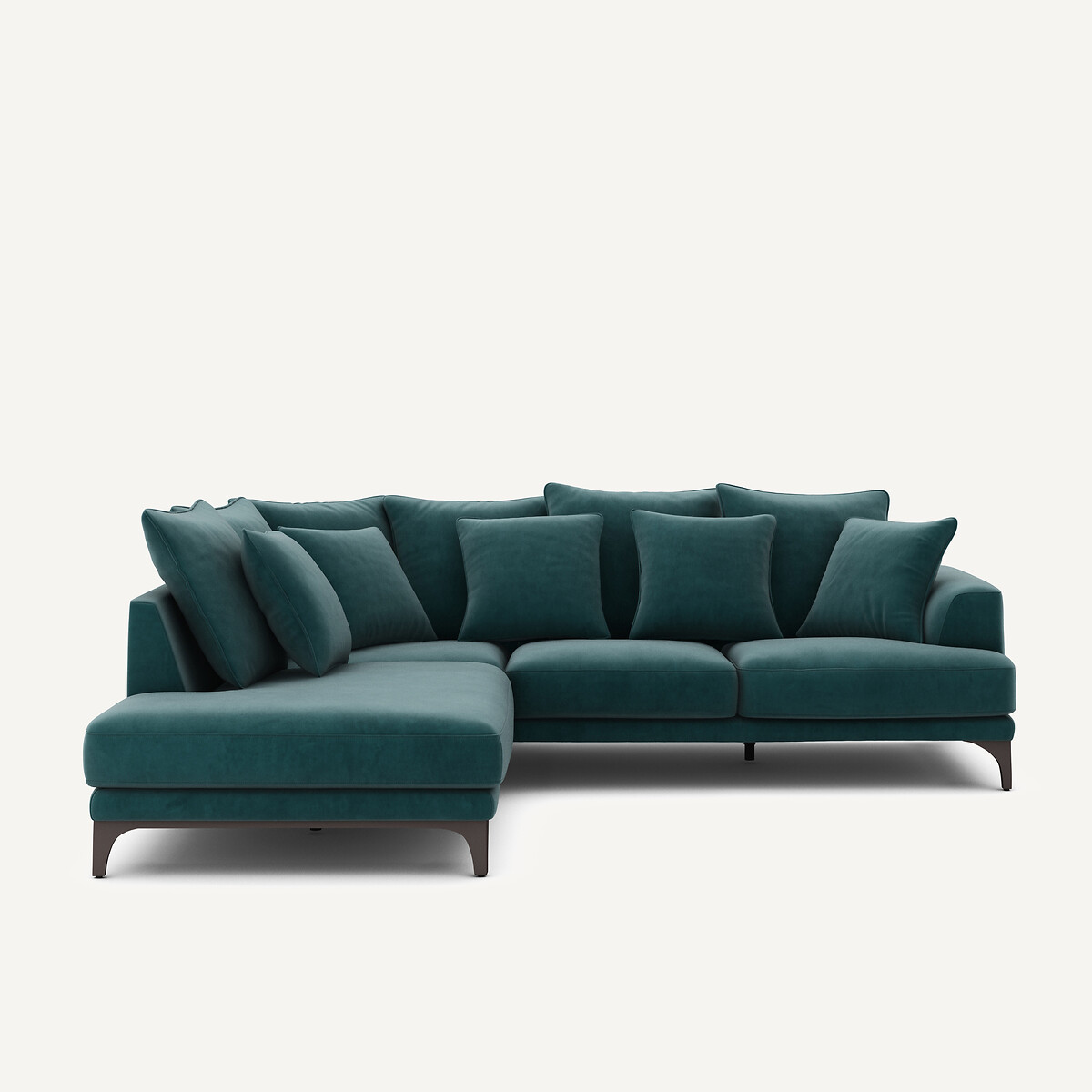 Γωνιακός καναπές από βελούδο Μ222xΠ258xΥ84cm