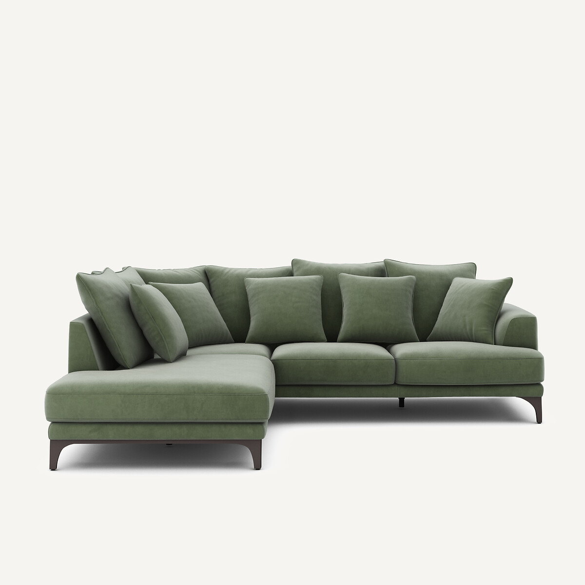 Γωνιακός καναπές από βελούδο Μ222xΠ258xΥ84cm