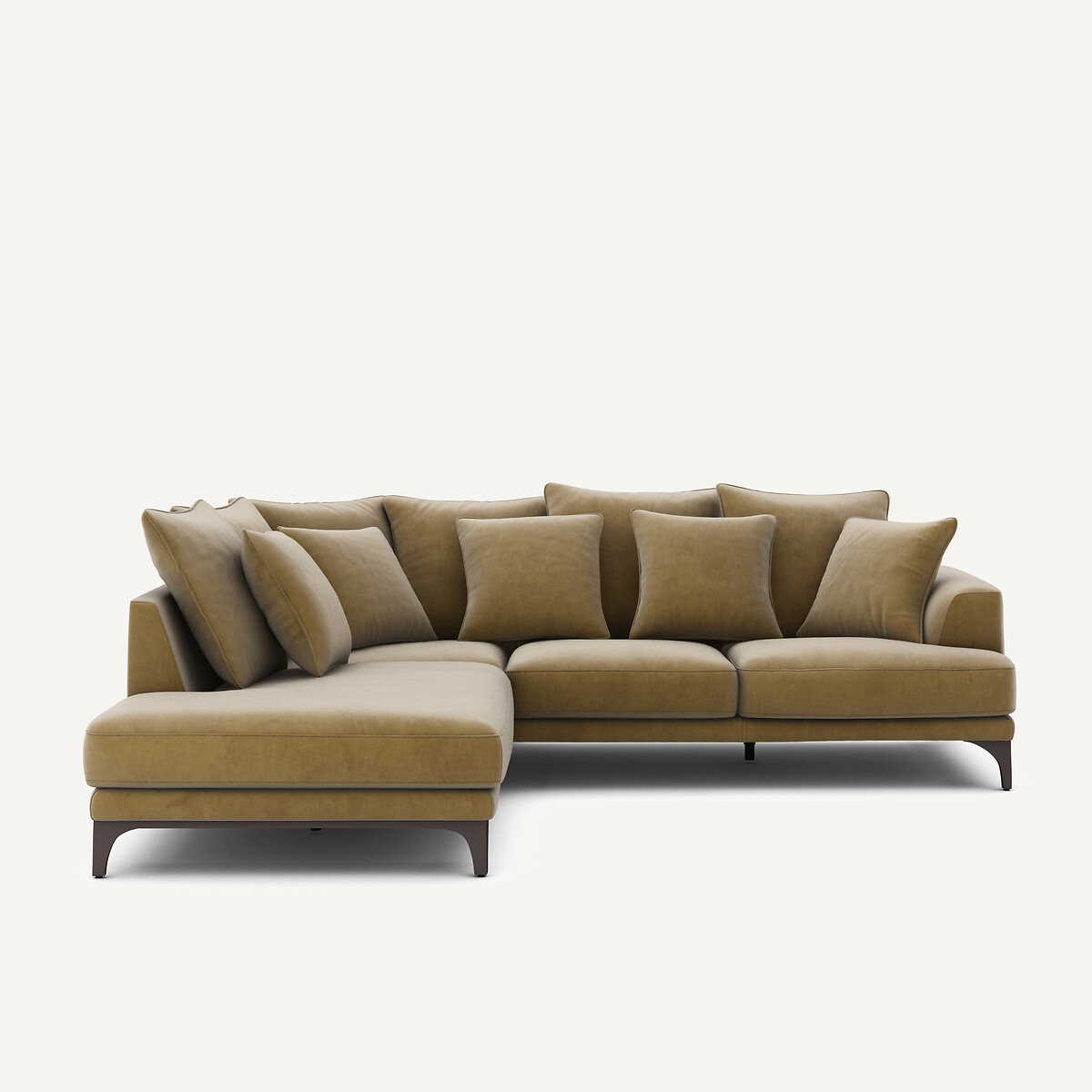 Γωνιακός καναπές από βελούδο Μ222xΠ258xΥ84cm