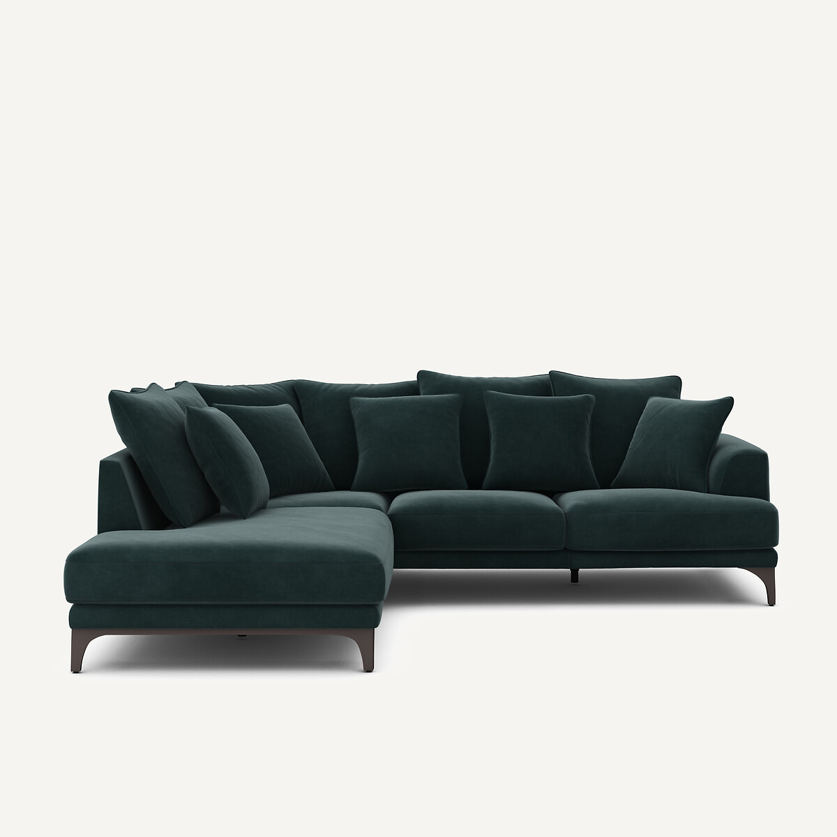 Γωνιακός καναπές από βελούδο Μ222xΠ258xΥ84cm