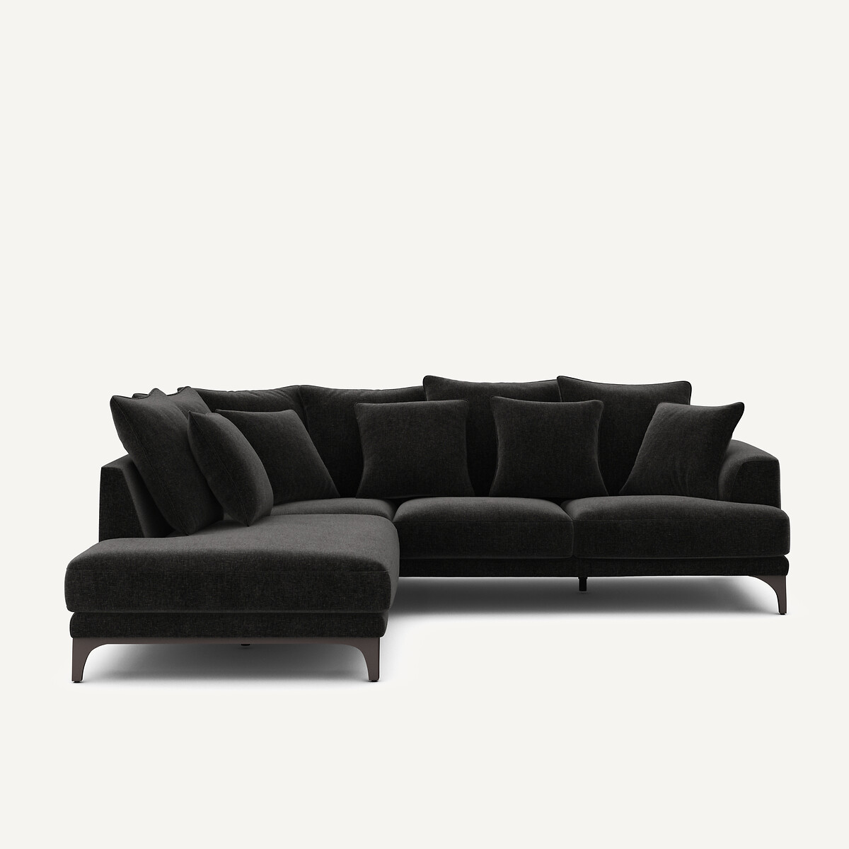 Γωνιακός καναπές από βελούδινο chenille Μ222xΠ258xΥ84cm