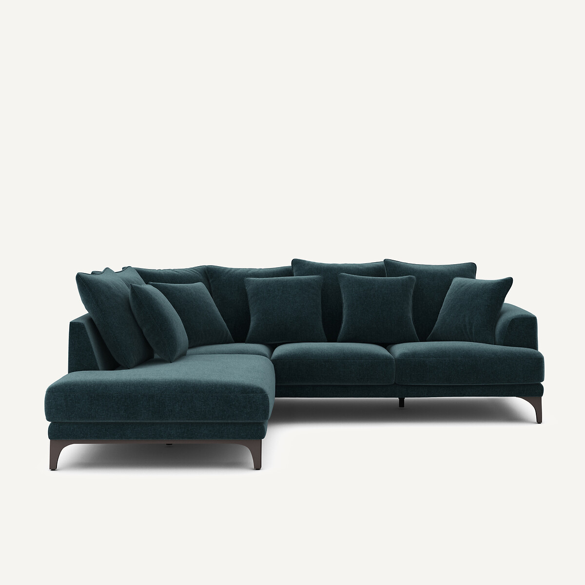 Γωνιακός καναπές από βελούδινο chenille Μ222xΠ258xΥ84cm