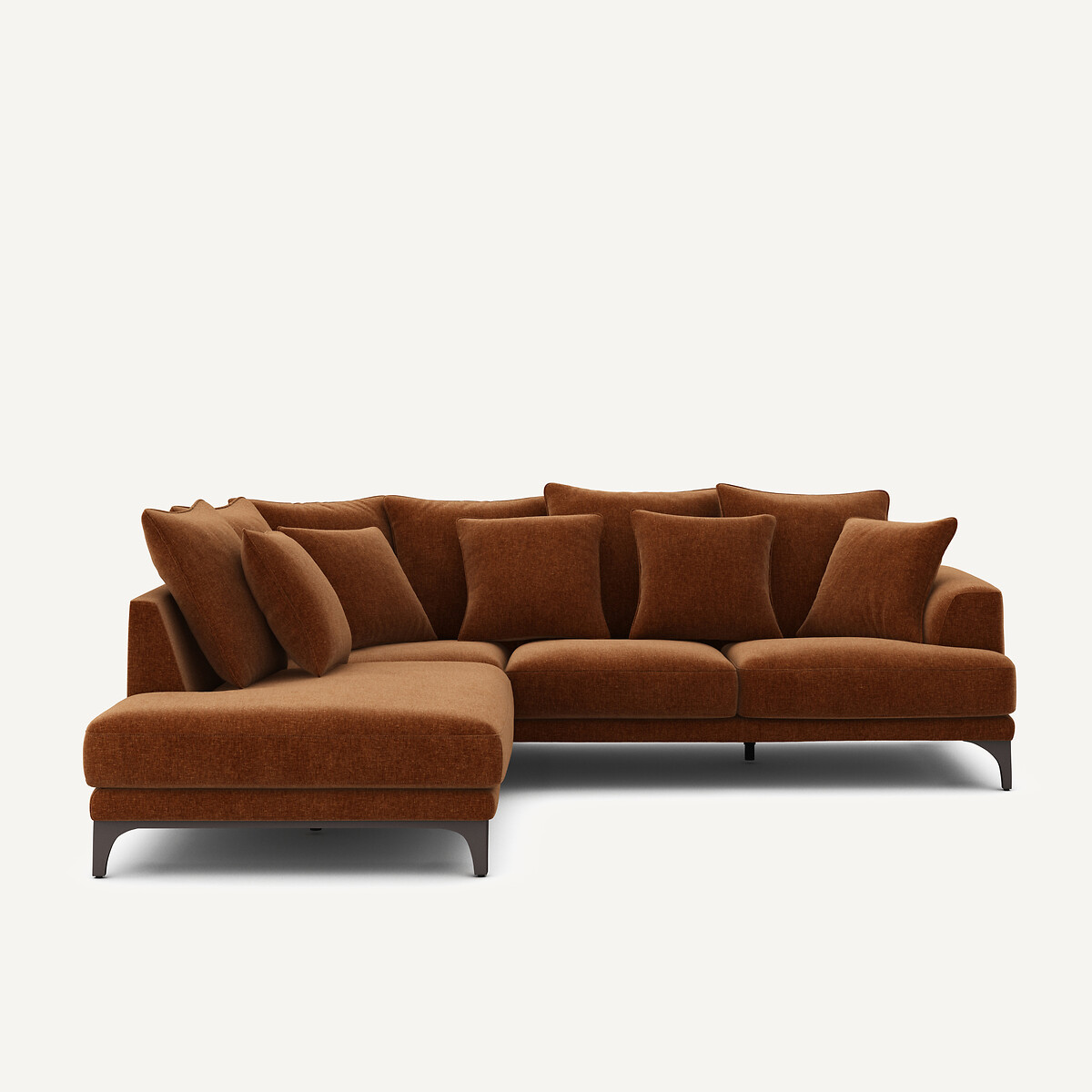 Γωνιακός καναπές από βελούδινο chenille Μ222xΠ258xΥ84cm