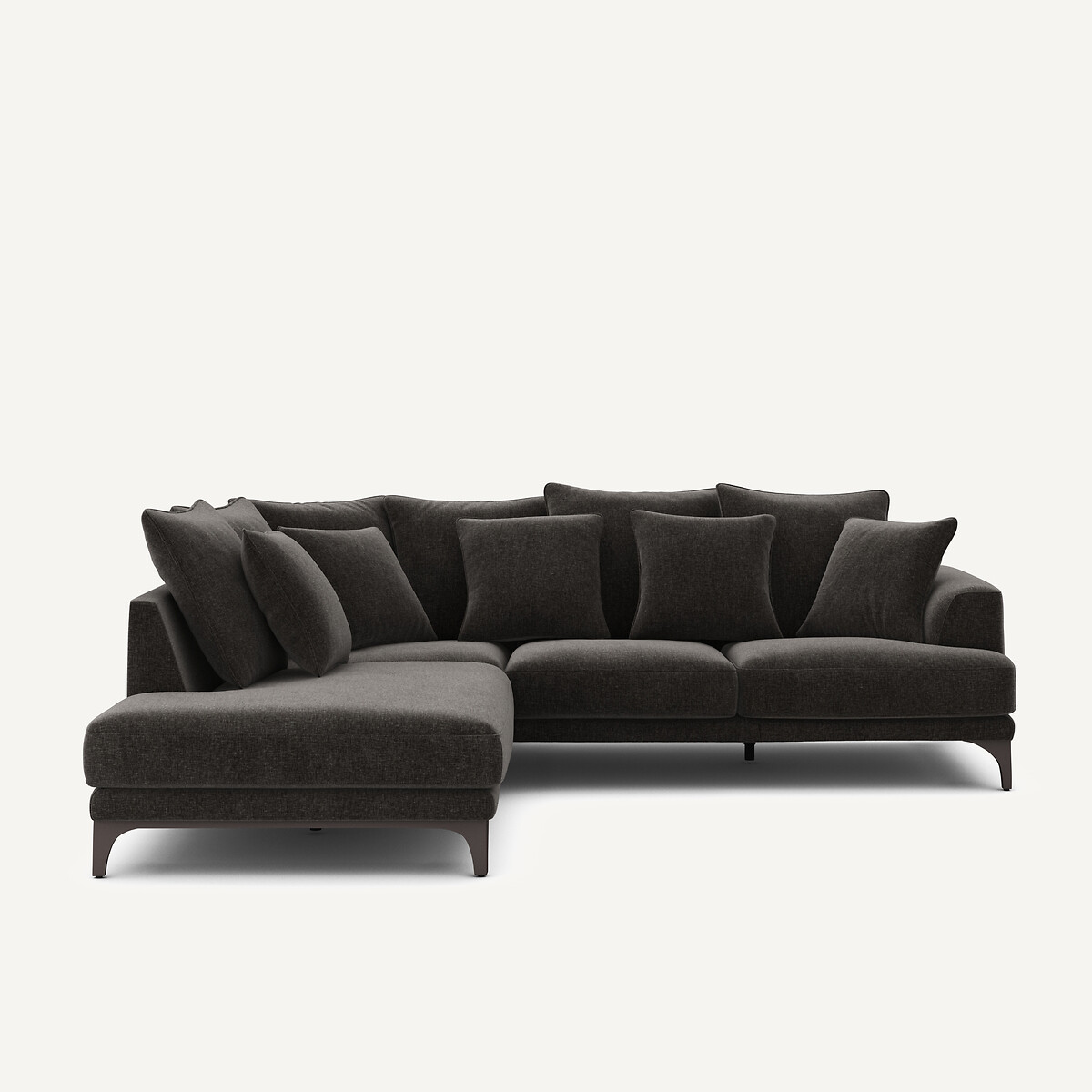 Γωνιακός καναπές από βελούδινο chenille Μ222xΠ258xΥ84cm