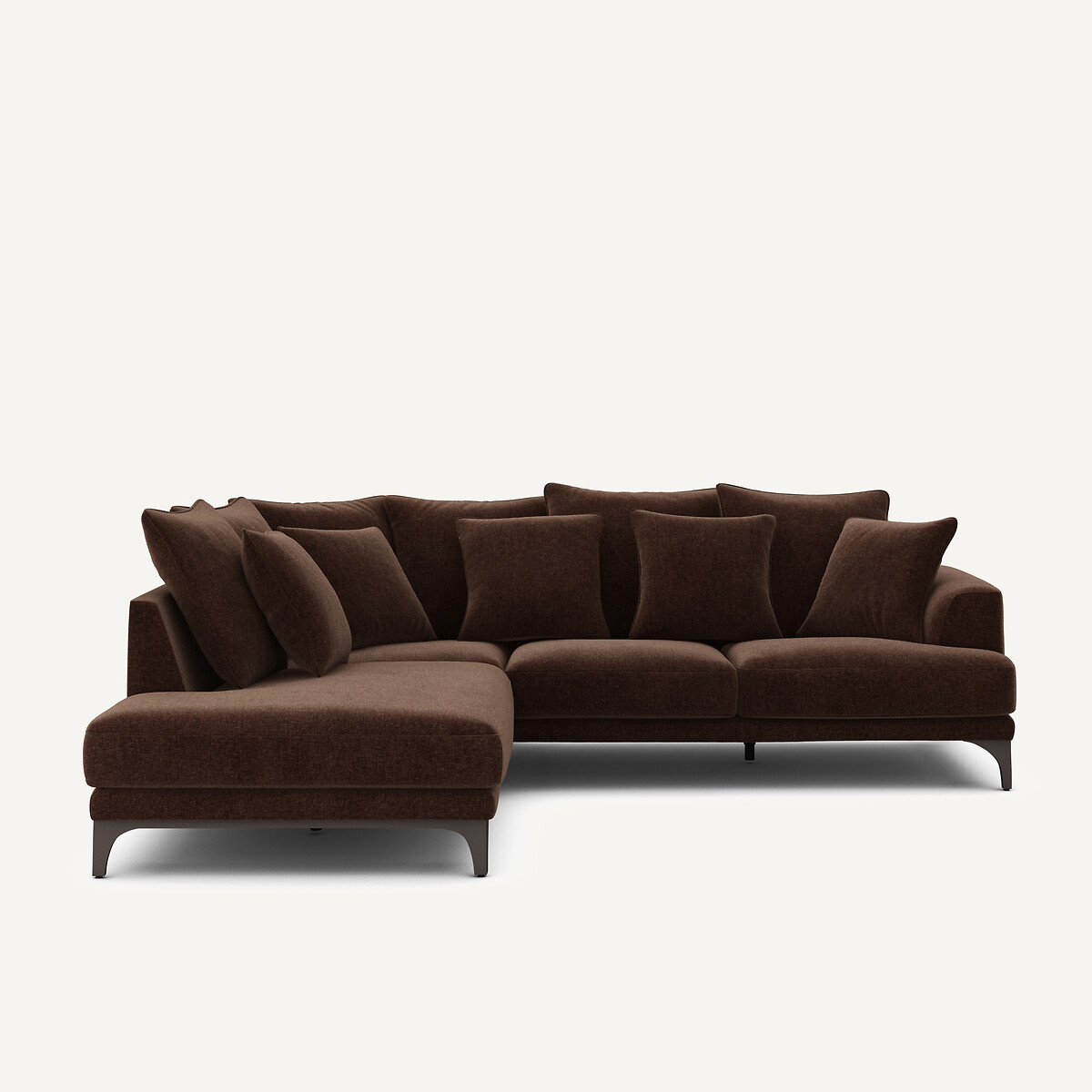 Γωνιακός καναπές από βελούδινο chenille Μ222xΠ258xΥ84cm