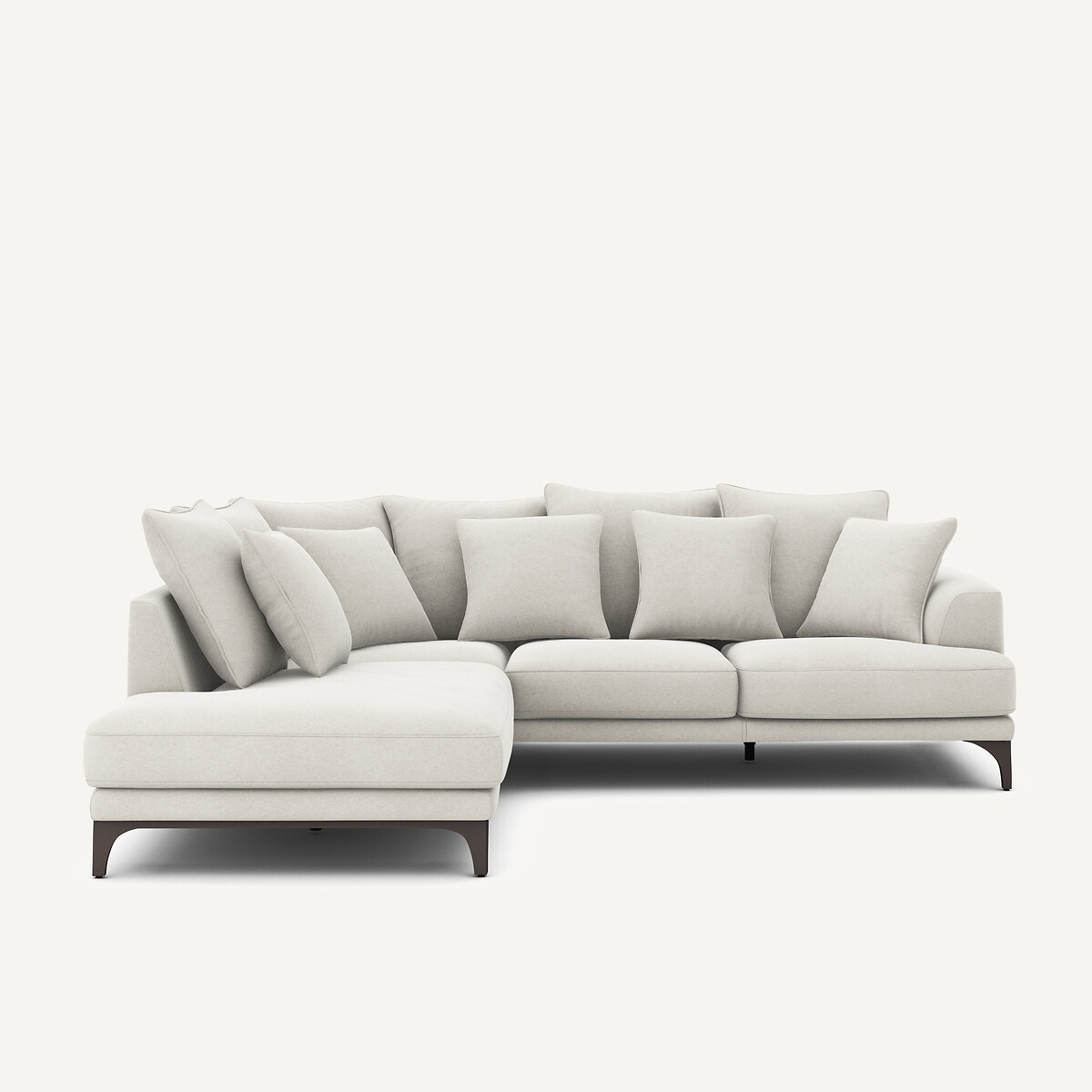 Γωνιακός καναπές από λινό βελούδο Μ222xΠ258xΥ84cm