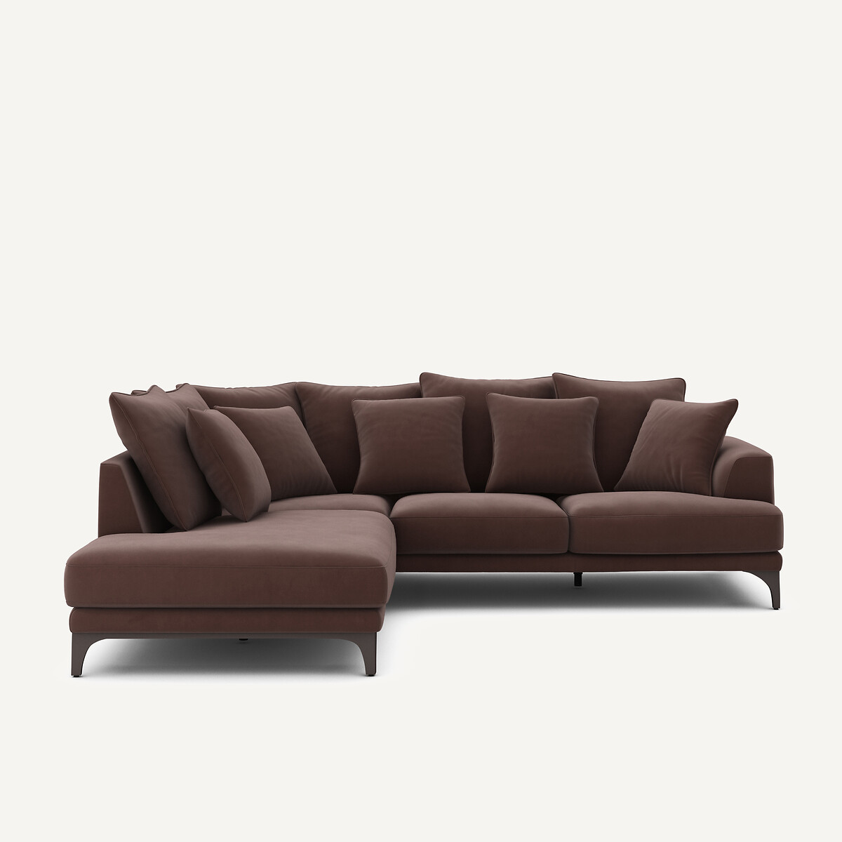 Γωνιακός καναπές από λινό βελούδο Μ222xΠ258xΥ84cm