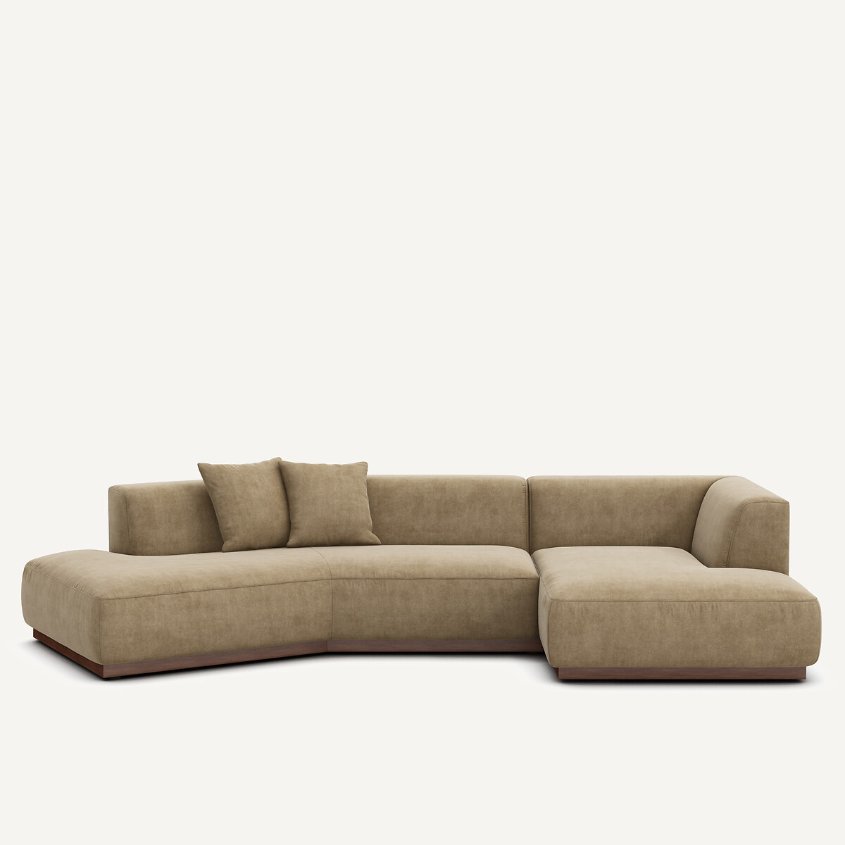 Ανοιχτός γωνιακός καναπές δεξιός σε βελούδο stonewashed Μ152xΠ323xΥ67cm