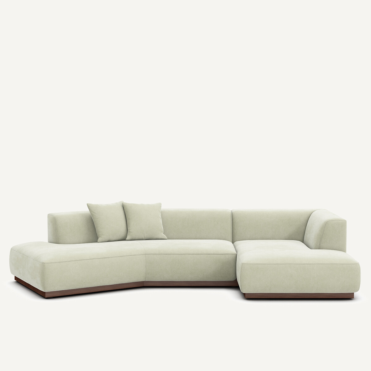 Ανοιχτός γωνιακός καναπές δεξιός σε βελούδο stonewashed Μ152xΠ323xΥ67cm