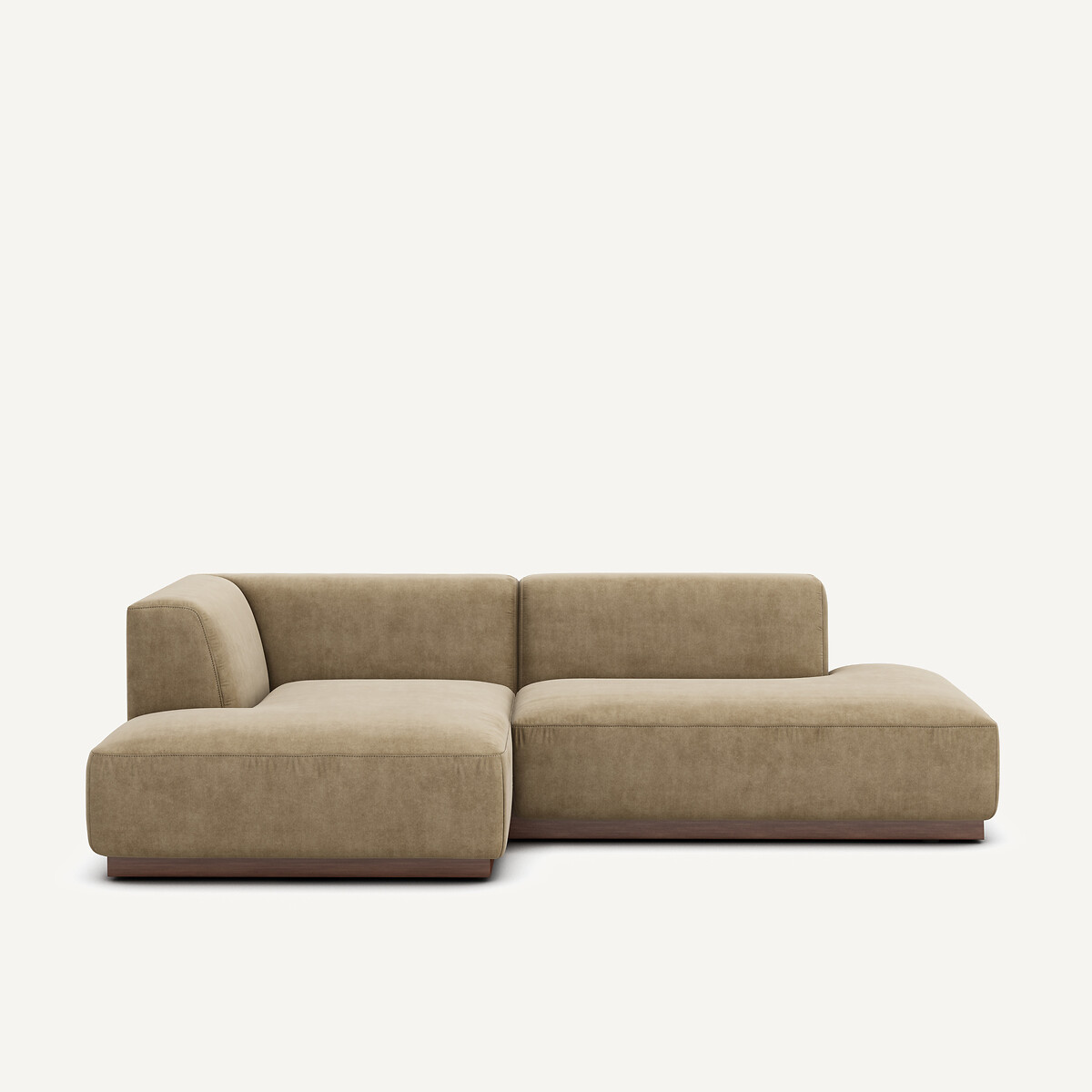 Γωνιακός καναπές αριστερός από βελούδο stonewashed Μ152xΠ232xΥ67cm