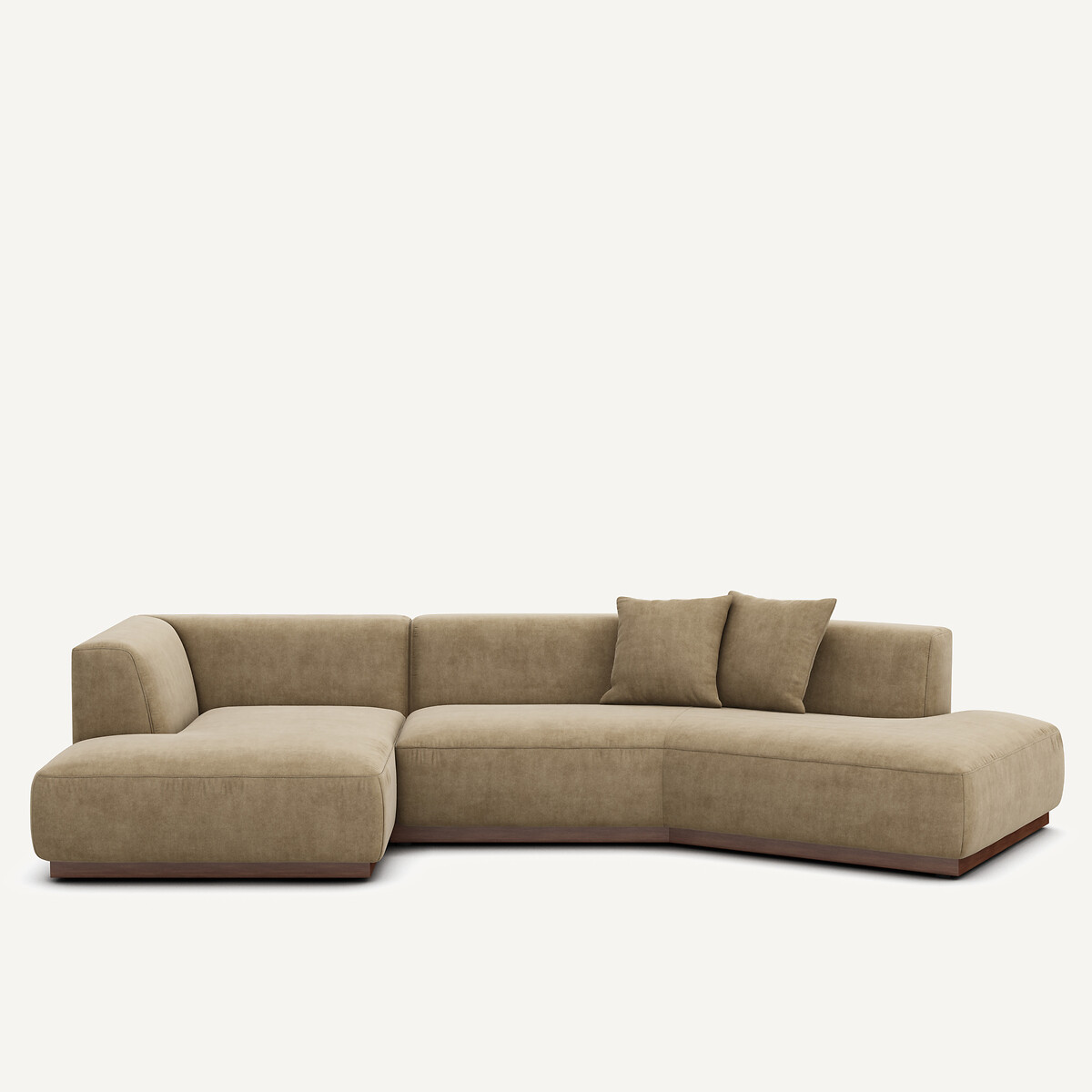 Γωνιακός αριστερός καναπές ανοικτός από βελούδο stonewashed Μ152xΠ323xΥ67cm