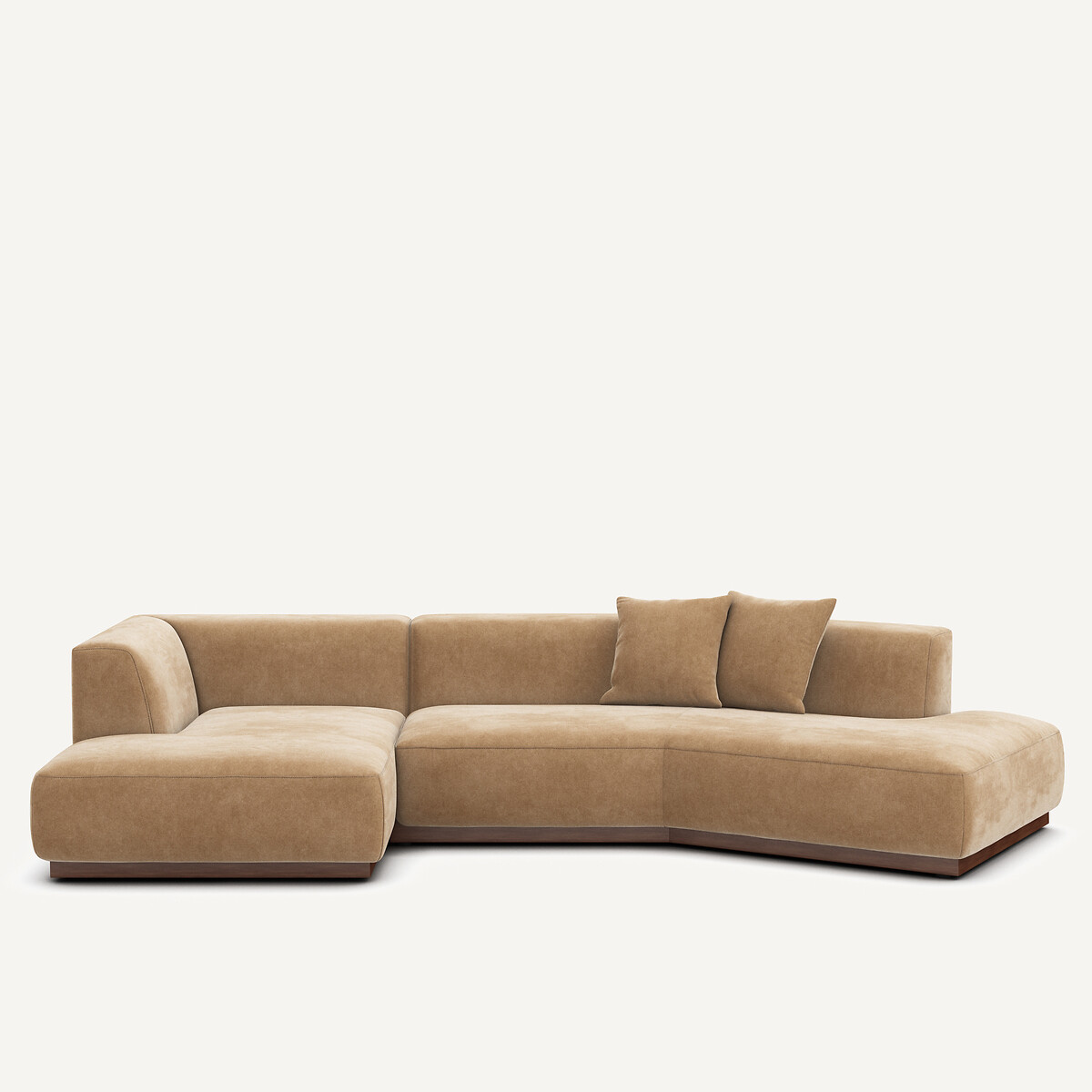 Γωνιακός αριστερός καναπές ανοικτός από βελούδο stonewashed Μ152xΠ323xΥ67cm