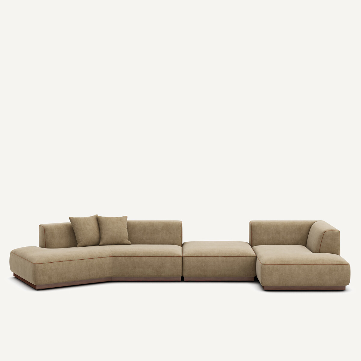 Γωνιακός καναπές δεξιός XL με υποπόδιο από βελούδο stonewashed Μ152xΠ416xΥ67cm