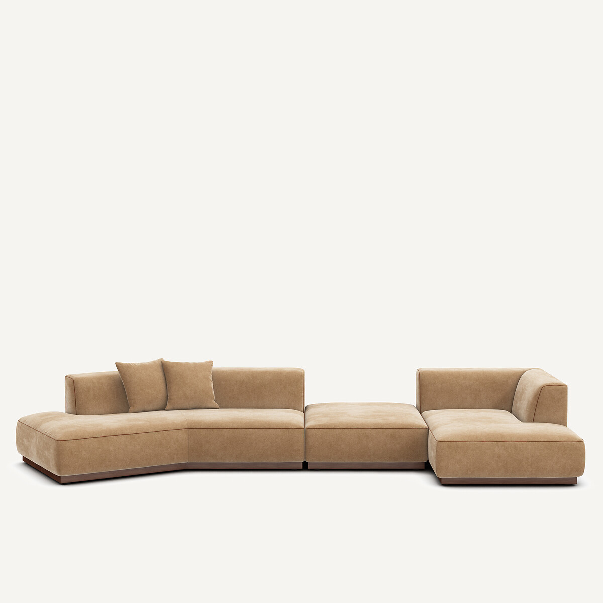 Γωνιακός καναπές δεξιός XL με υποπόδιο από βελούδο stonewashed Μ152xΠ416xΥ67cm