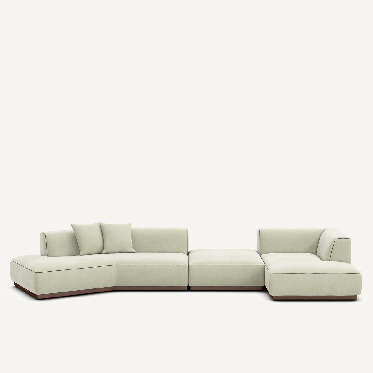 Γωνιακός καναπές δεξιός XL με υποπόδιο από βελούδο stonewashed Μ152xΠ416xΥ67cm