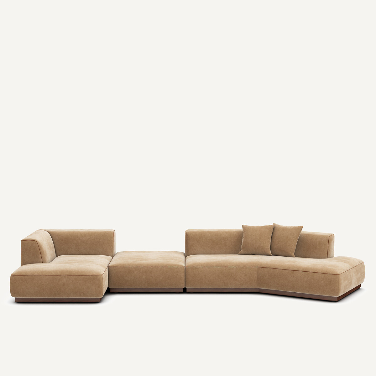 Γωνιακός καναπές αριστερός XL με υποπόδιο από πλυμένο βελούδο Μ152xΠ416xΥ67cm