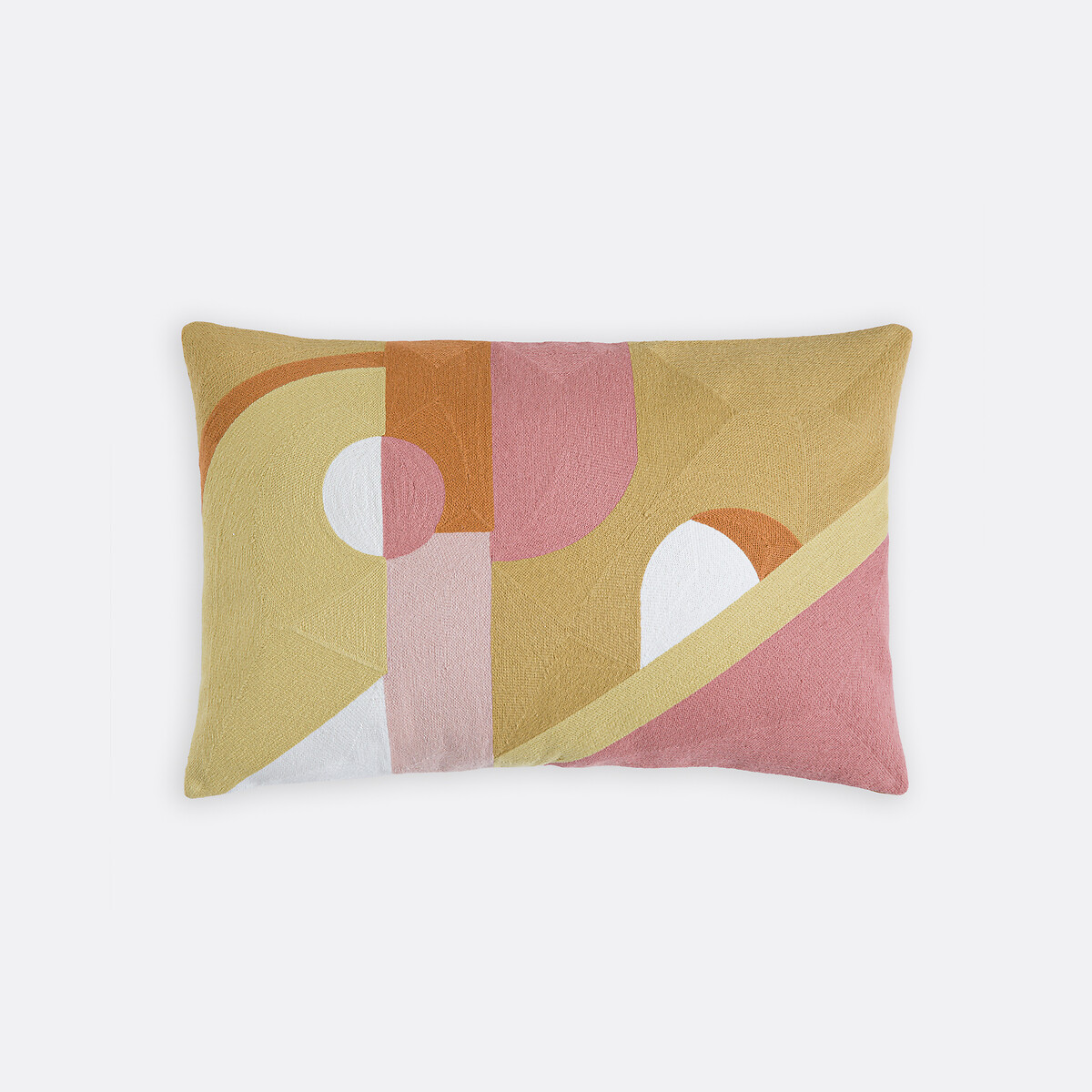 Ορθογώνια μαξιλαροθήκη από κεντημένο βαμβάκι με γεωμετρικό μοτίβο 60x40 cm