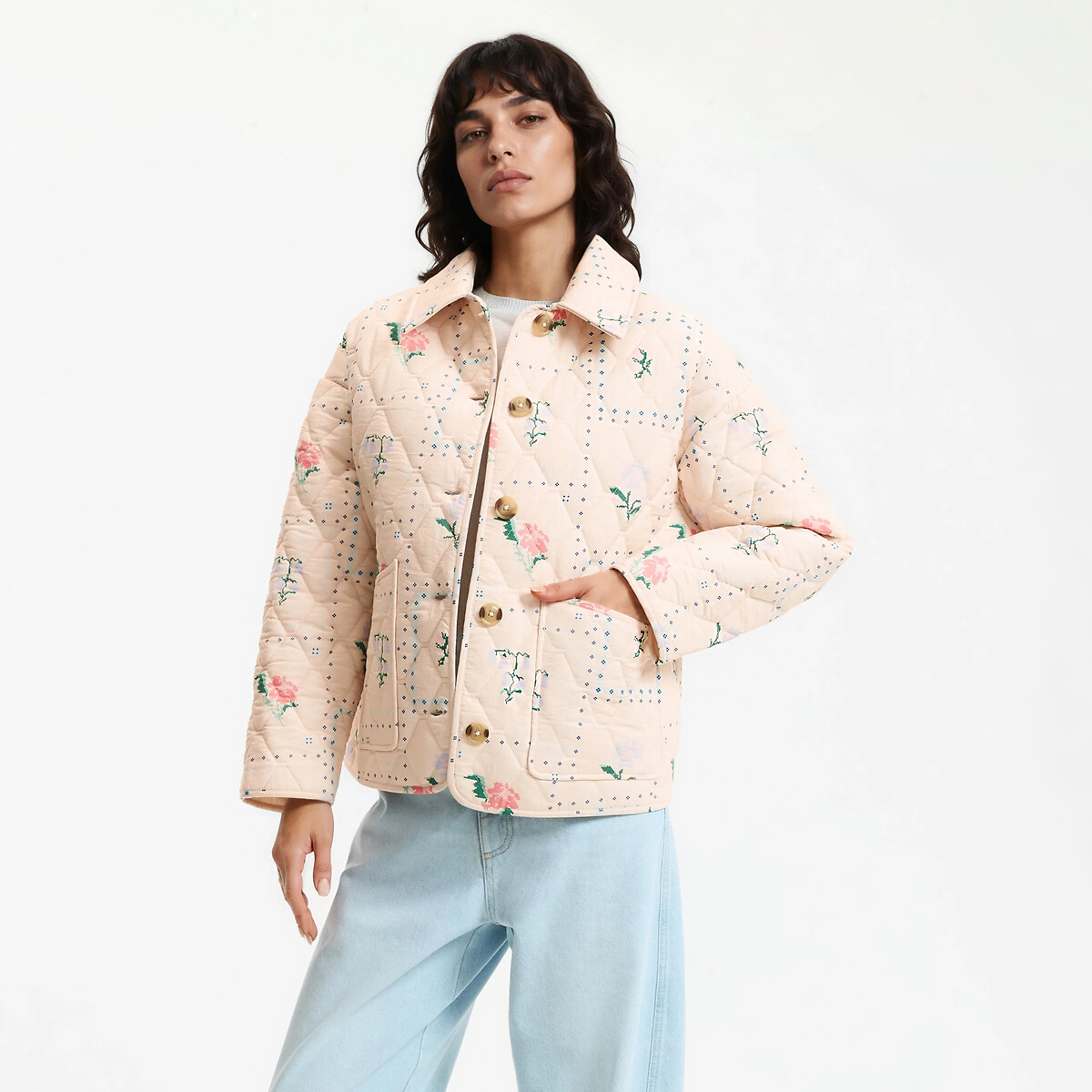 Καπιτονέ μπουφάν με φλοράλ σχέδιο