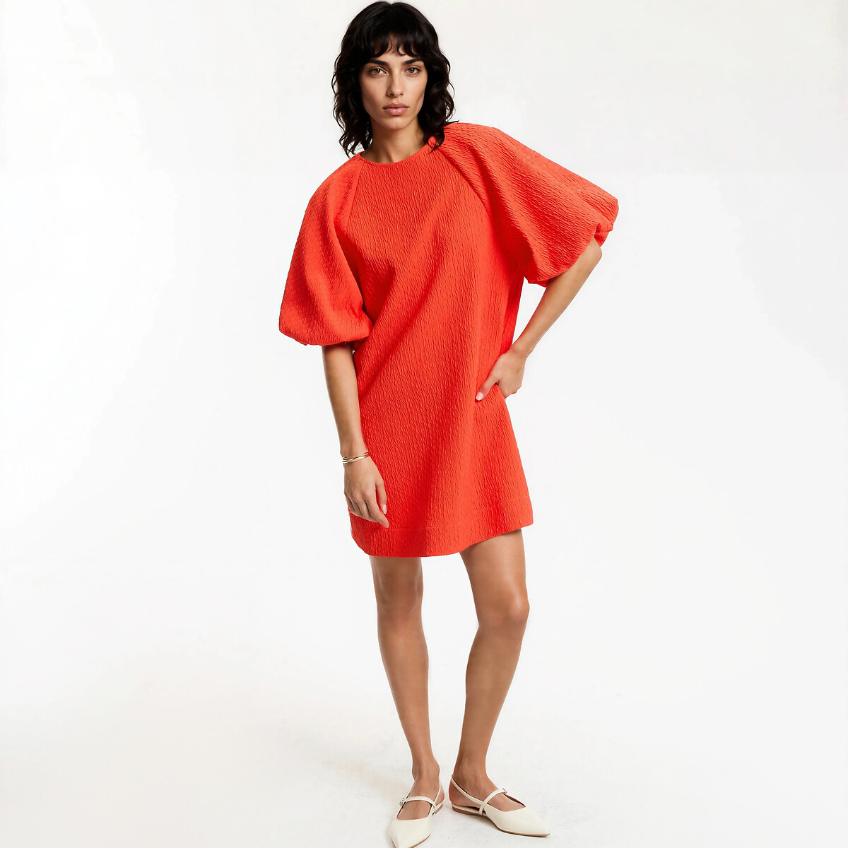 La Redoute Collections Κοντό φόρεμα με φουσκωτά κοντά μανίκια