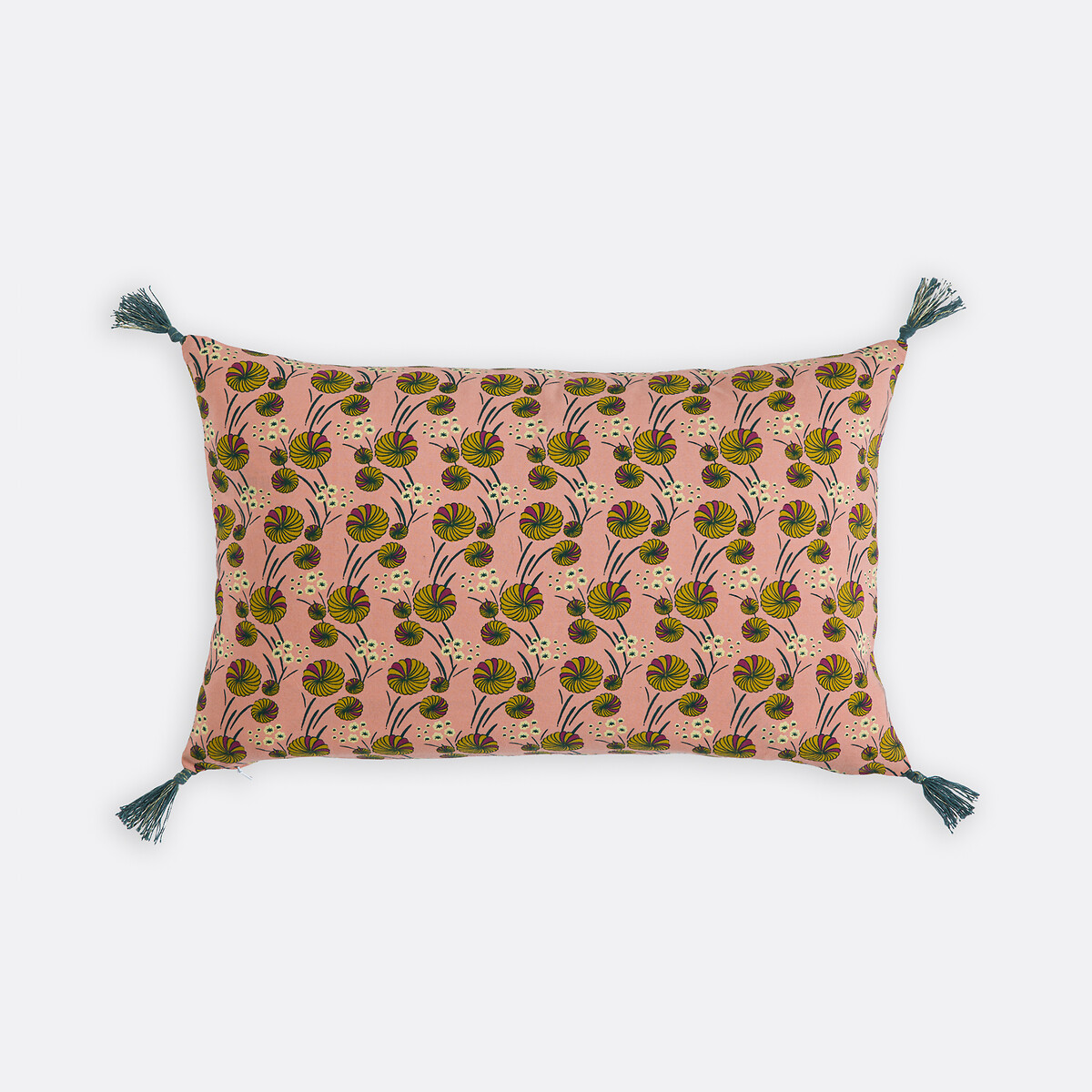Ορθογώνια μαξιλαροθήκη από βαμβάκι με λουλουδάτο σχέδιο 50x30 cm
