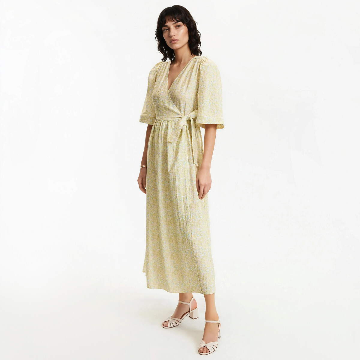 Μακρύ κρουαζέ φόρεμα με φλοράλ μοτίβο