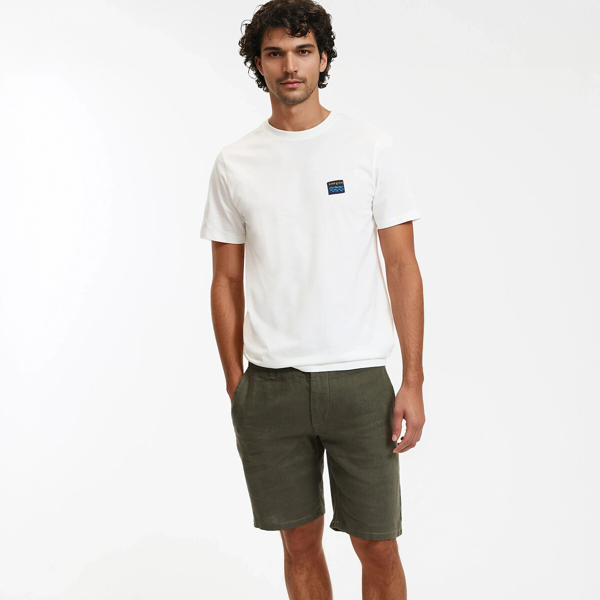 T-shirt κανονική γραμμή με στάμπα κύματα στο στήθος