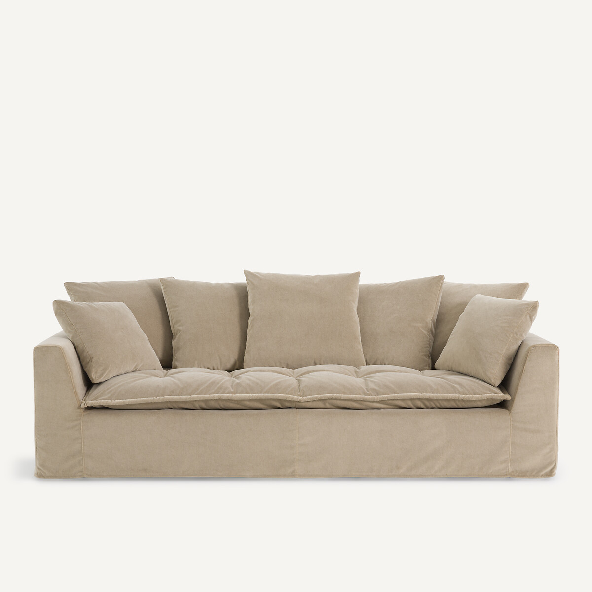 Καναπές από βελούδο stonewashed Μ111xΠ213xΥ88cm