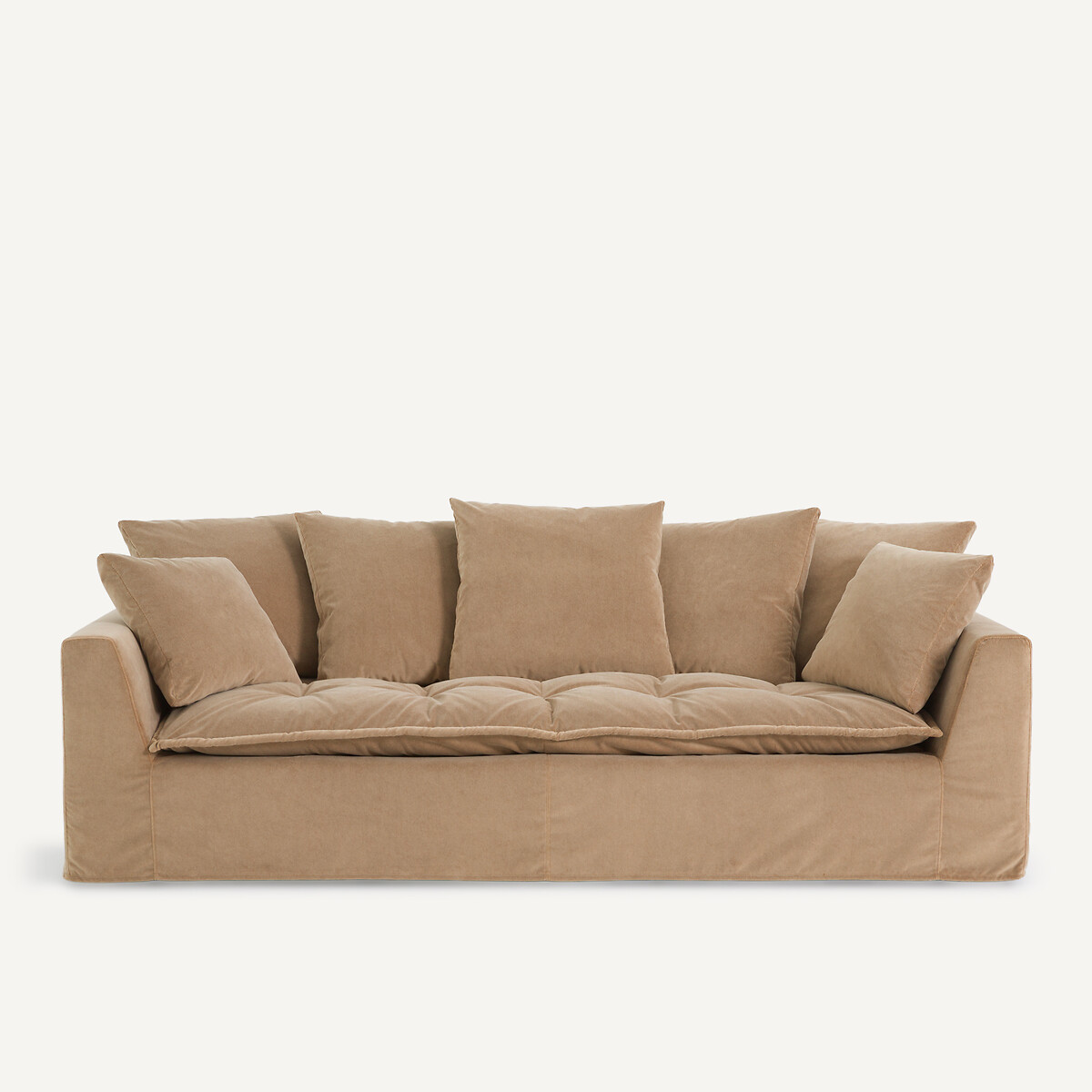 Καναπές από βελούδο stonewashed Μ111xΠ213xΥ88cm