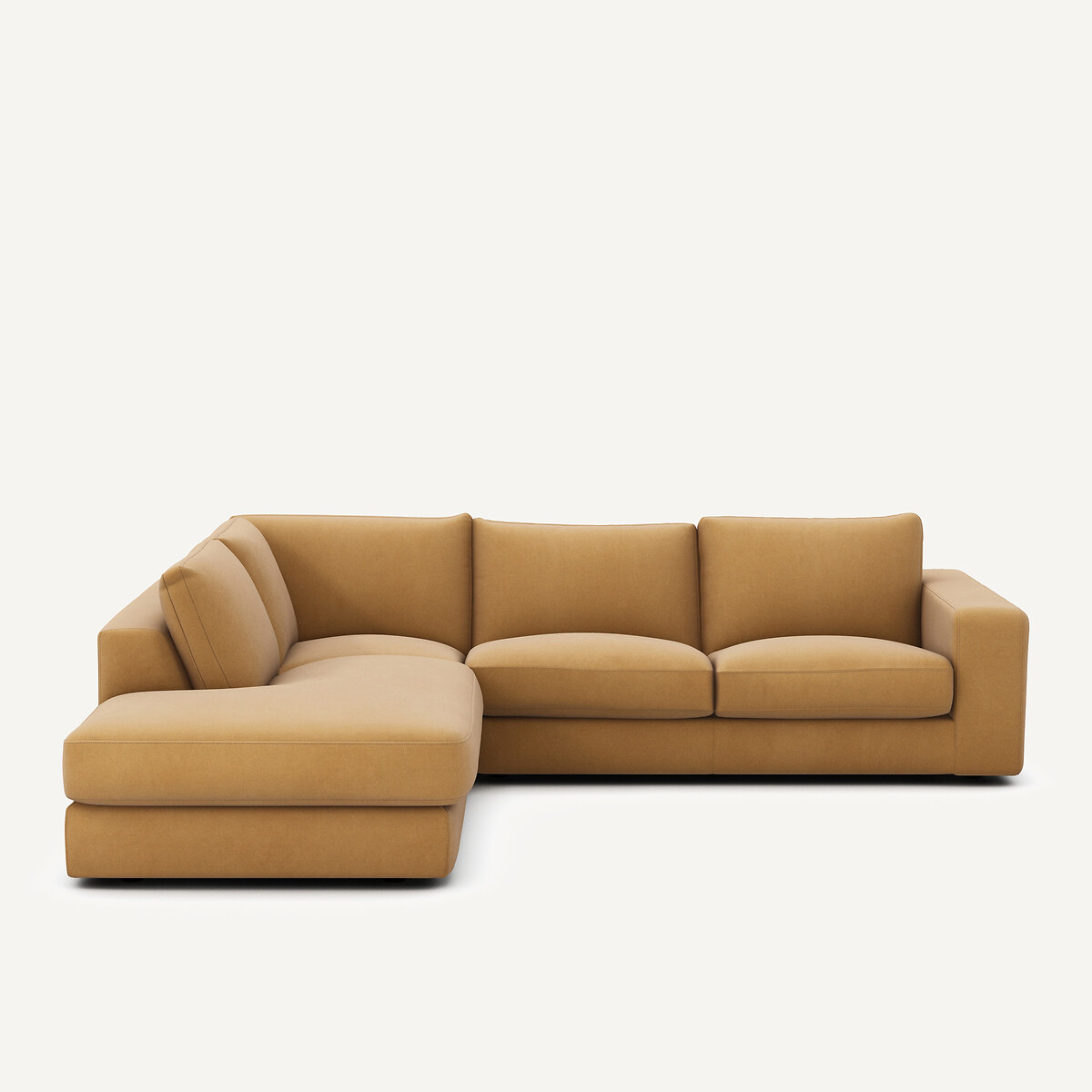 Γωνιακός καναπές από λινό βελούδο Μ233xΠ282xΥ78cm