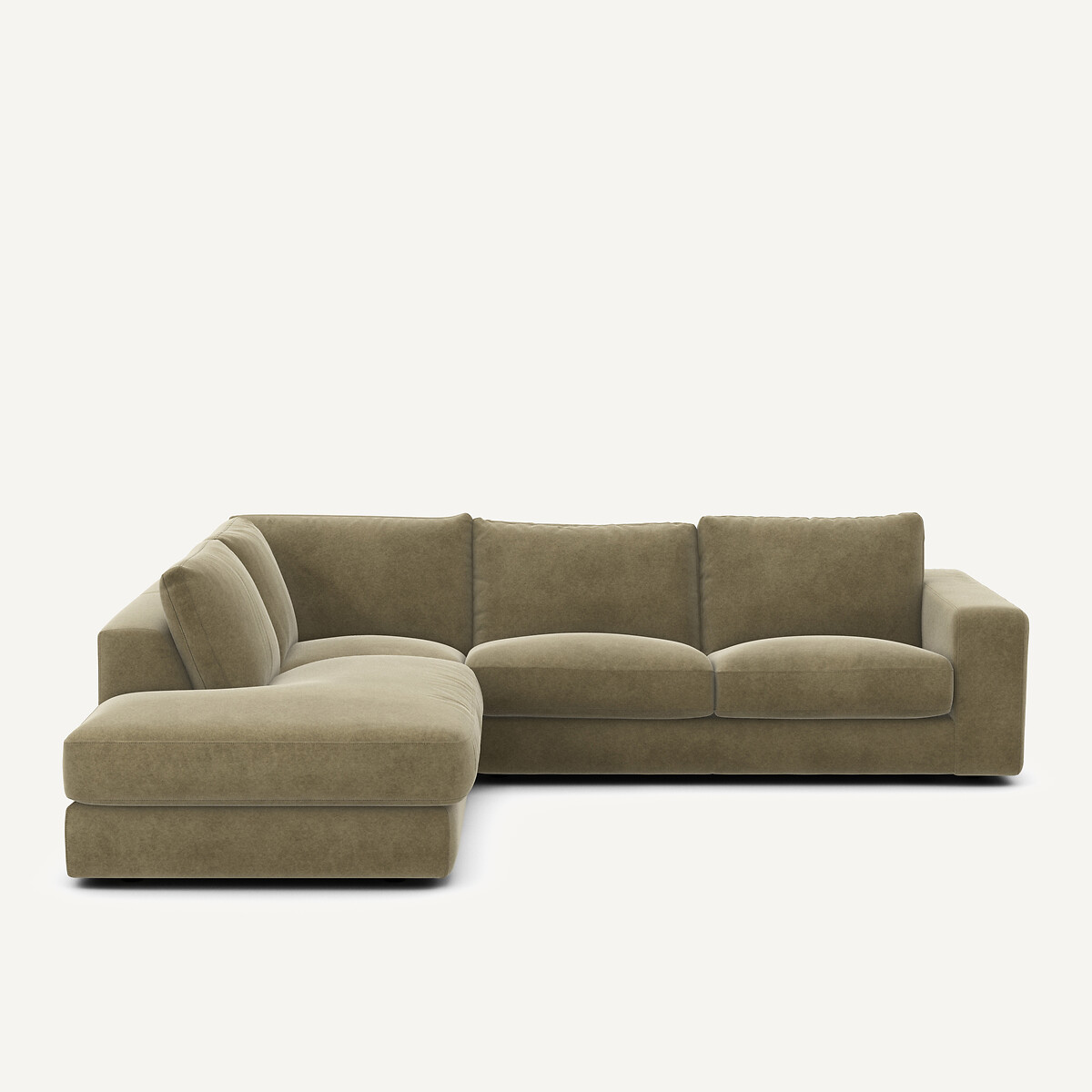 Γωνιακός καναπές από λινό βελούδο Μ233xΠ282xΥ78cm