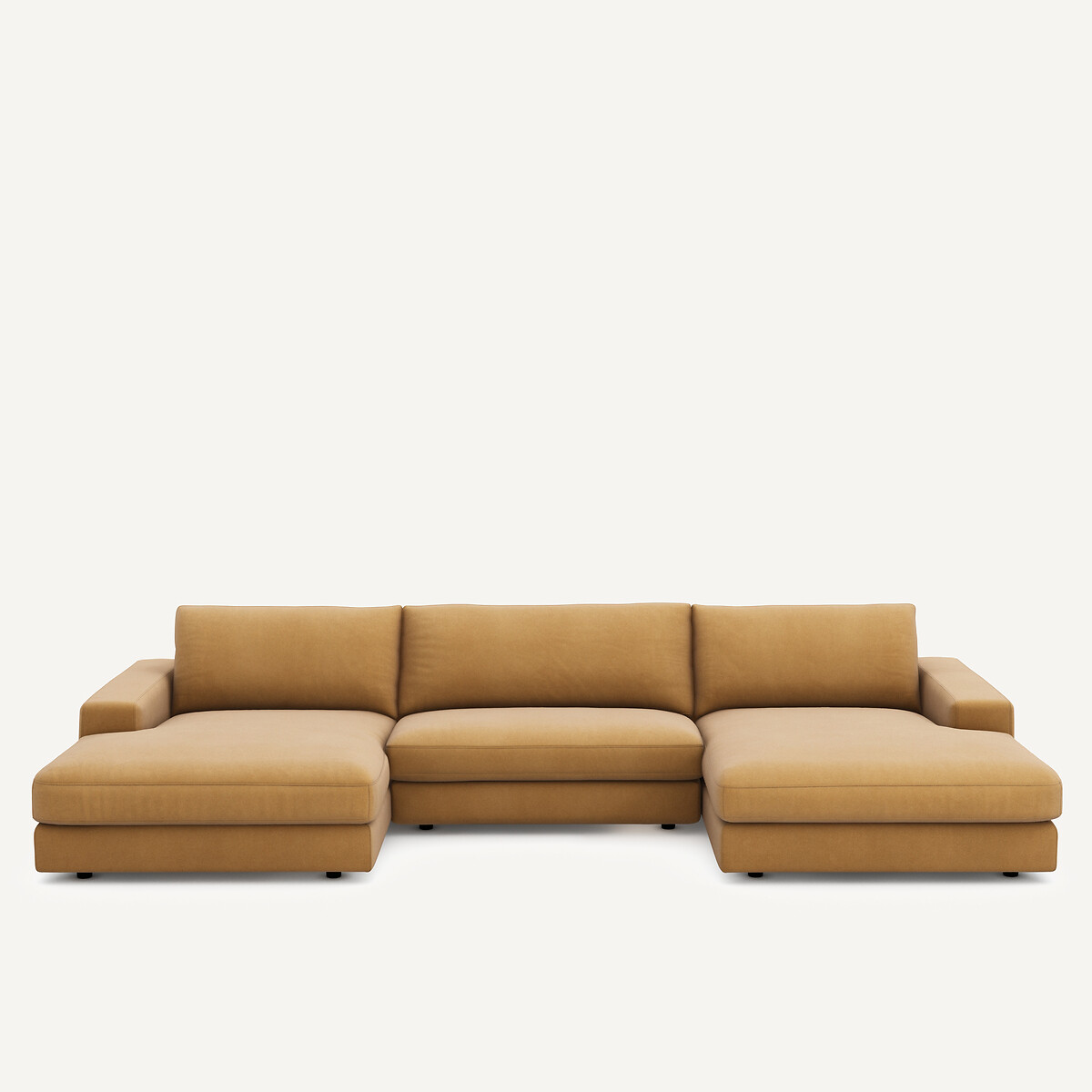 Παναραμικός καναπές 5 θέσεων από λινό βελούδο Μ173xΠ370xΥ78cm