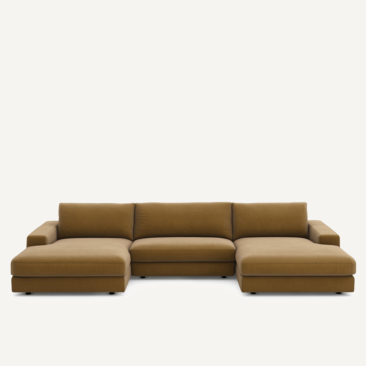 Παναραμικός καναπές 5 θέσεων από λινό βελούδο Μ173xΠ370xΥ78cm