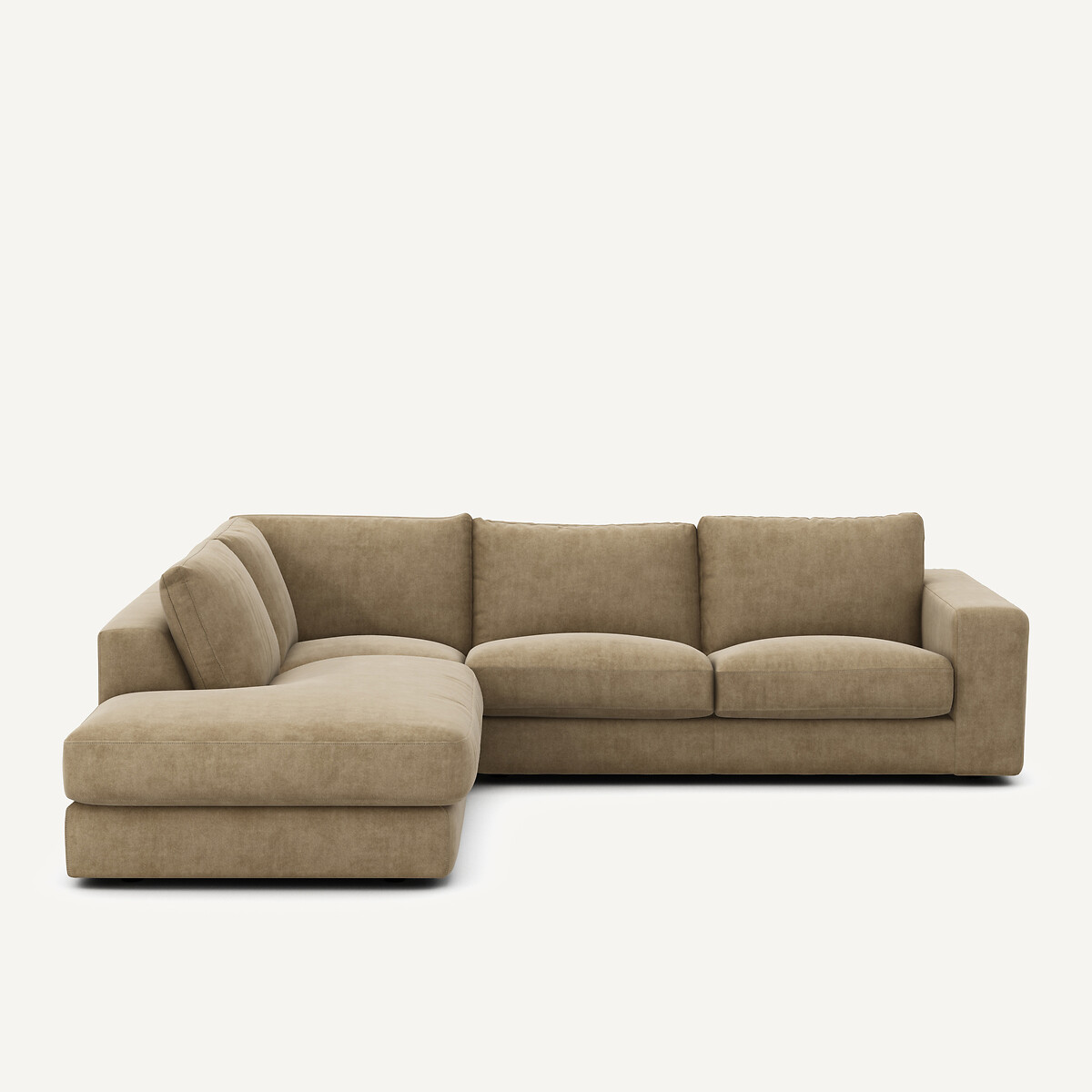 Γωνιακός καναπές από βελούδο stonewashed Μ233xΠ282xΥ78cm