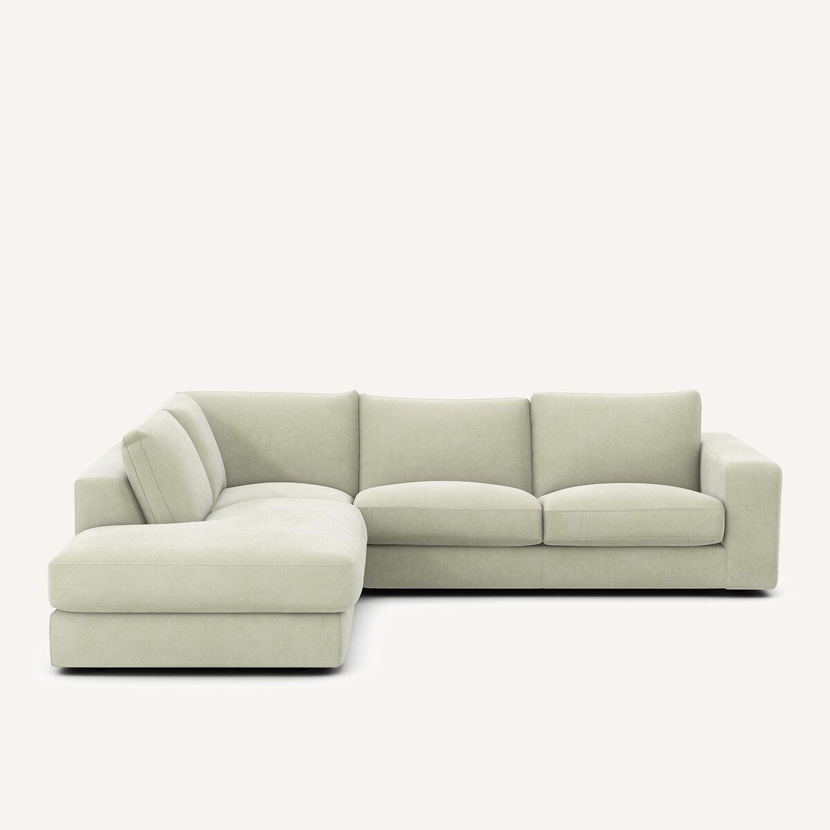 Γωνιακός καναπές από βελούδο stonewashed Μ233xΠ282xΥ78cm