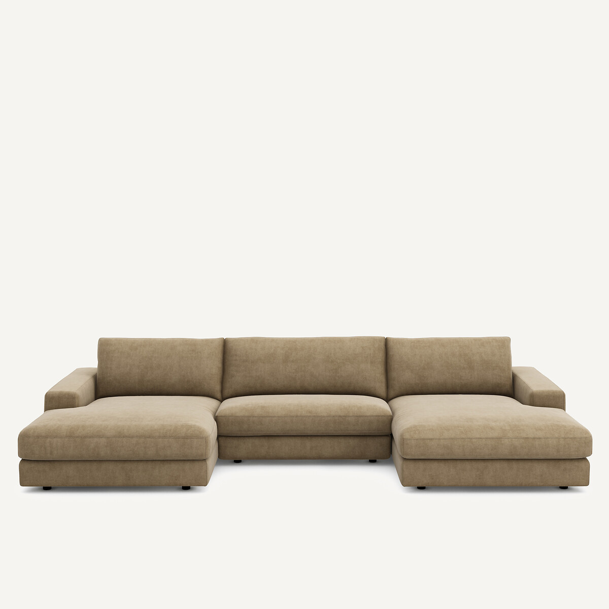 Πολυγωνικός καναπές 5 θέσεων από βελούδο stonewashed Μ173xΠ370xΥ78cm